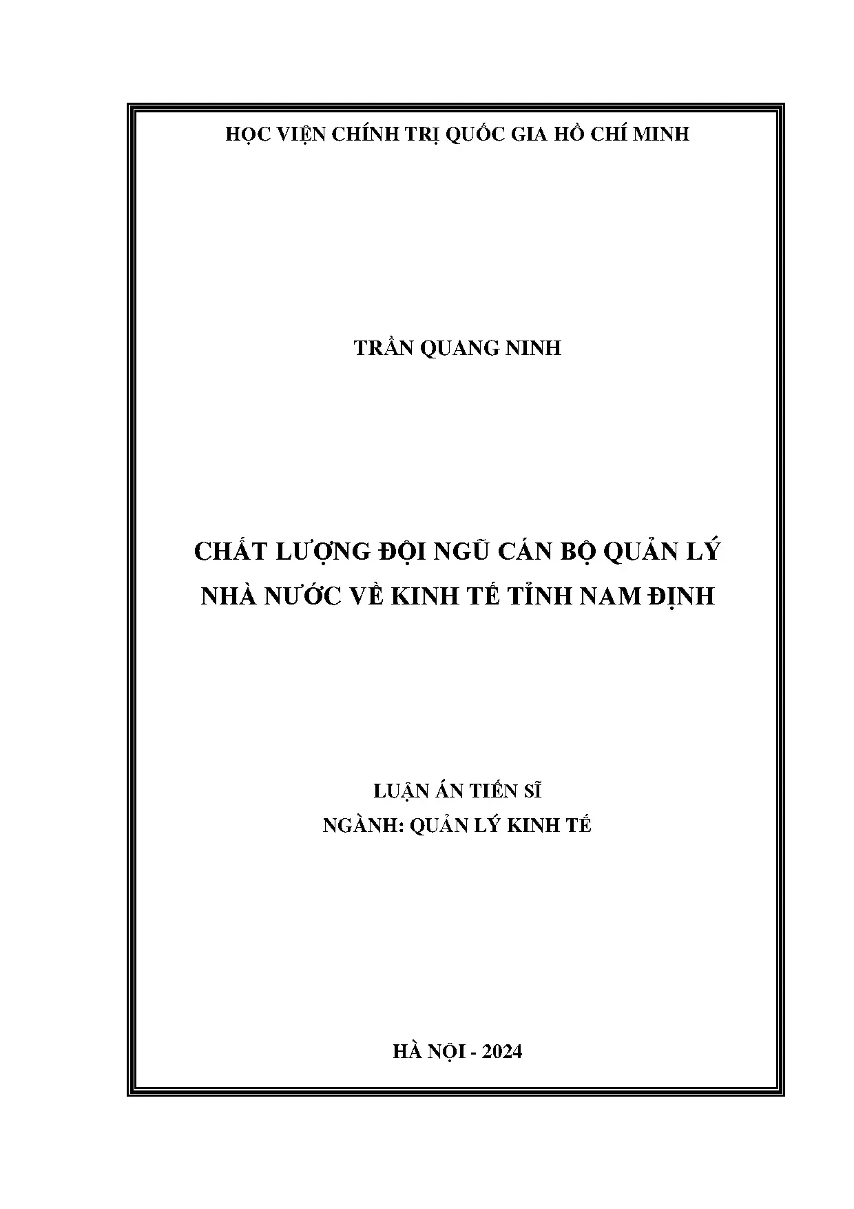 Chất lượng đội ngũ cán bộ quản lý kinh tế Nam Định
