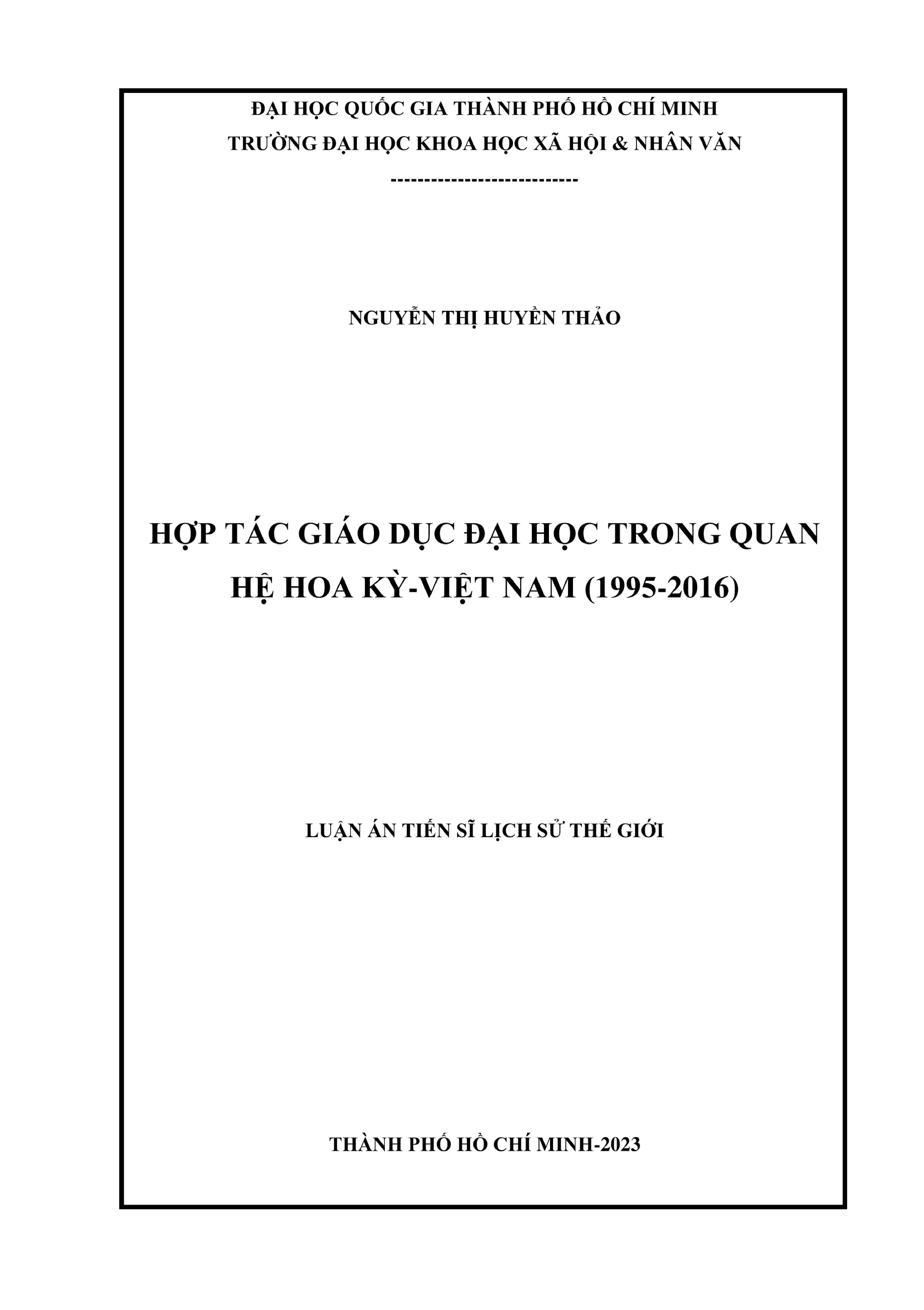 Hợp tác giáo dục đại học Hoa Kỳ-Việt Nam 1995-2016