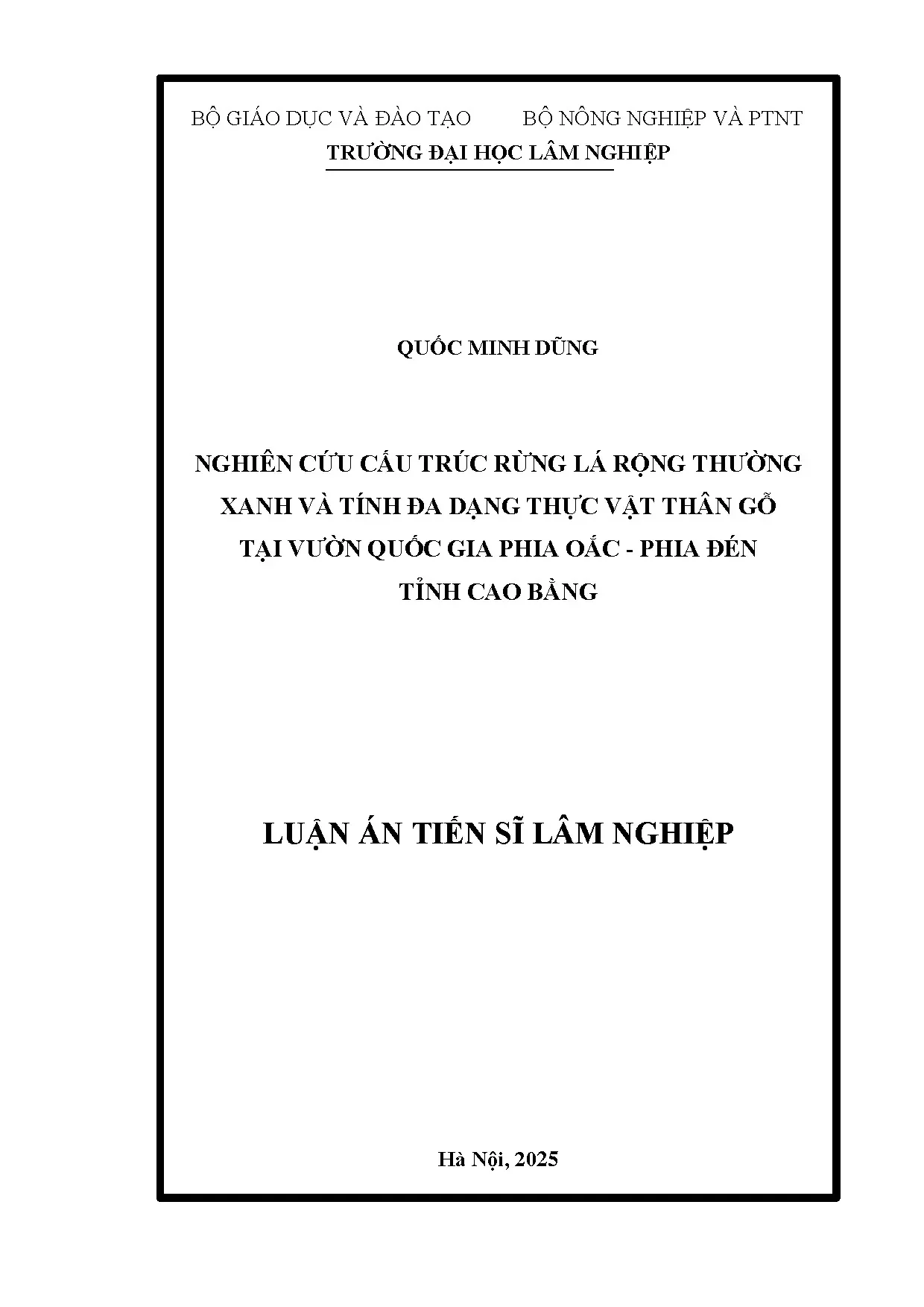 Cấu trúc rừng lá rộng thường xanh và đa dạng thực vật tại VQG Phia Oắc