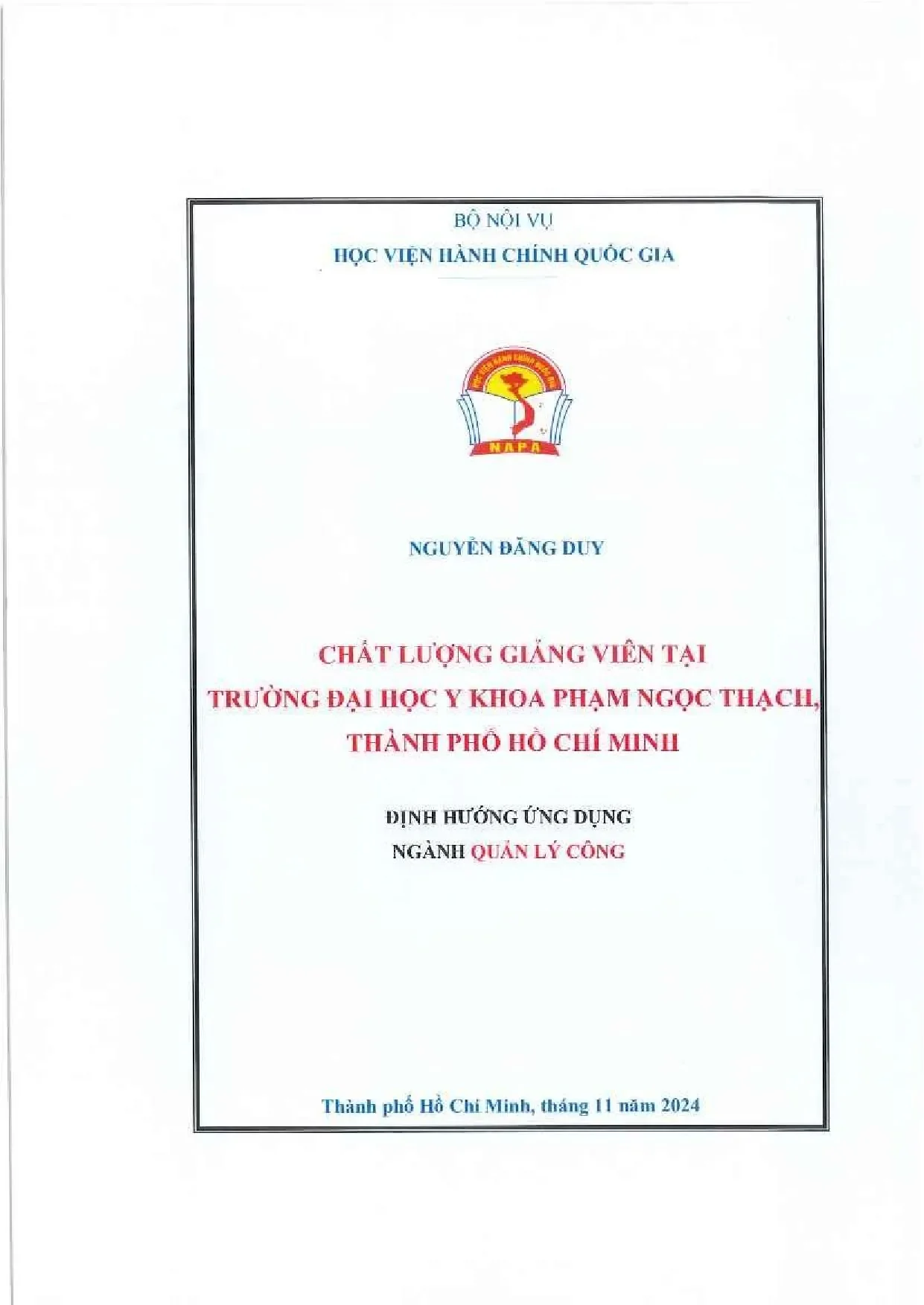 Chất lượng giảng viên tại trường Đại học y khoa phạm ngọc thạch, thành phố hồ chí minh