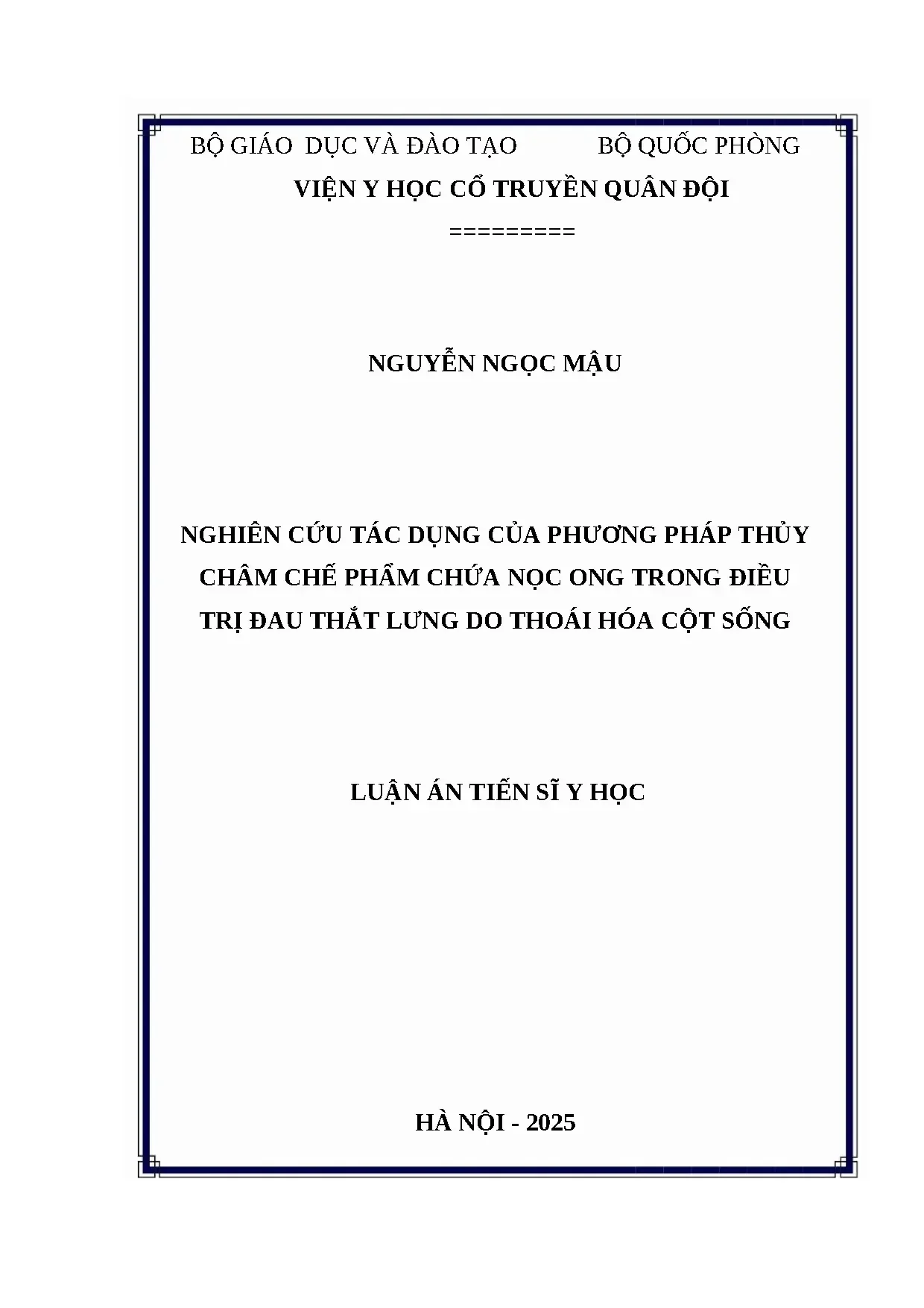 Thủy châm nọc ong điều trị đau thắt lưng thoái hóa