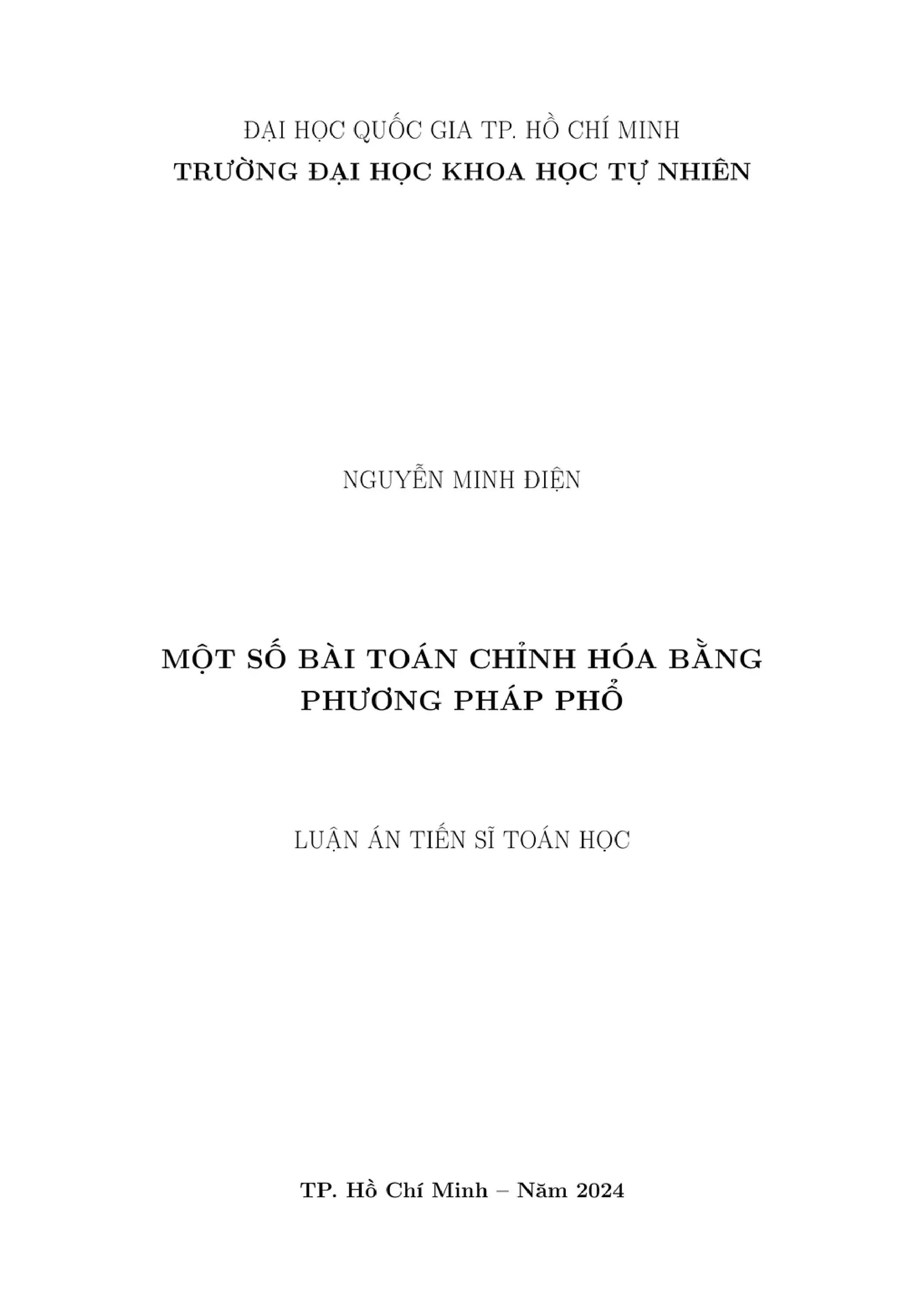 Luận án tiến sĩ: Chỉnh hóa bài toán bằng phương pháp phổ
