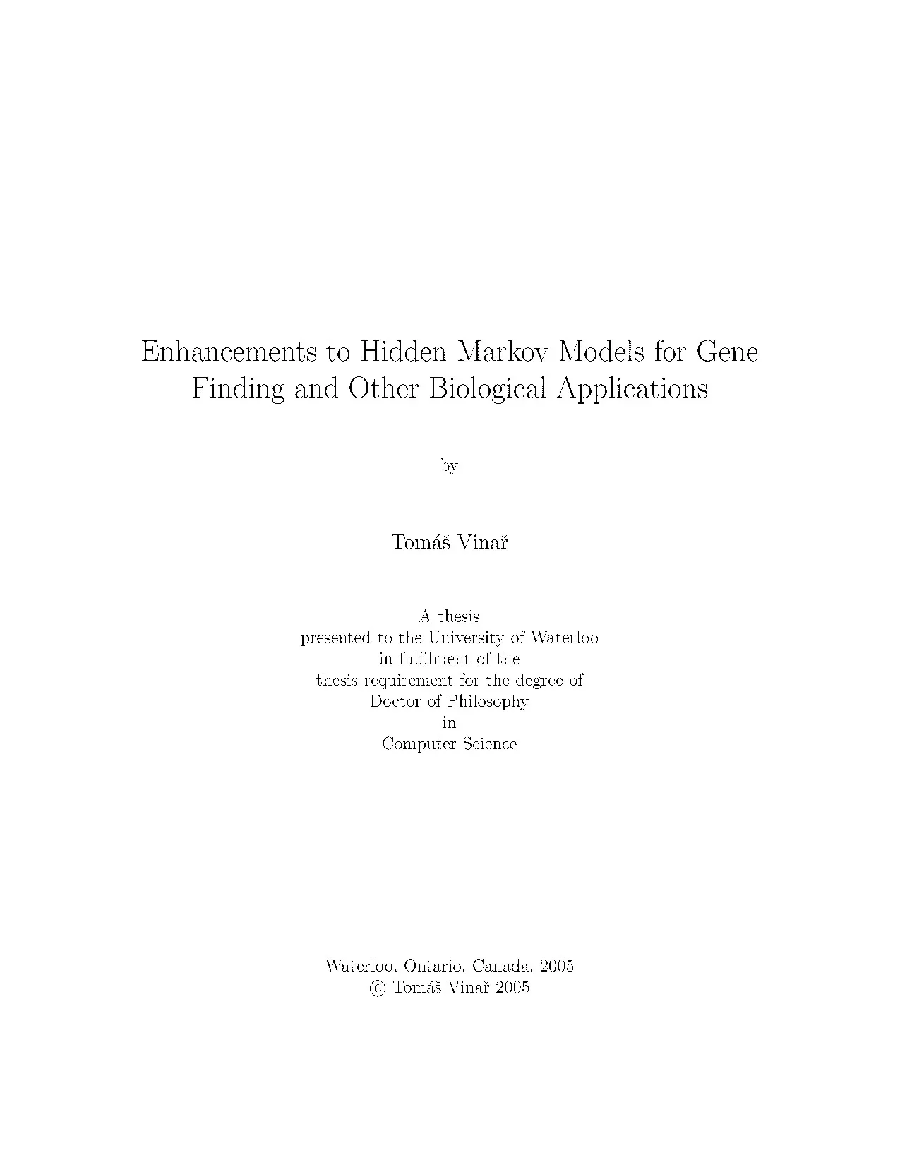 Luận án tiến sĩ: Enhancements to hidden Markov models for gene finding and other biological applications
