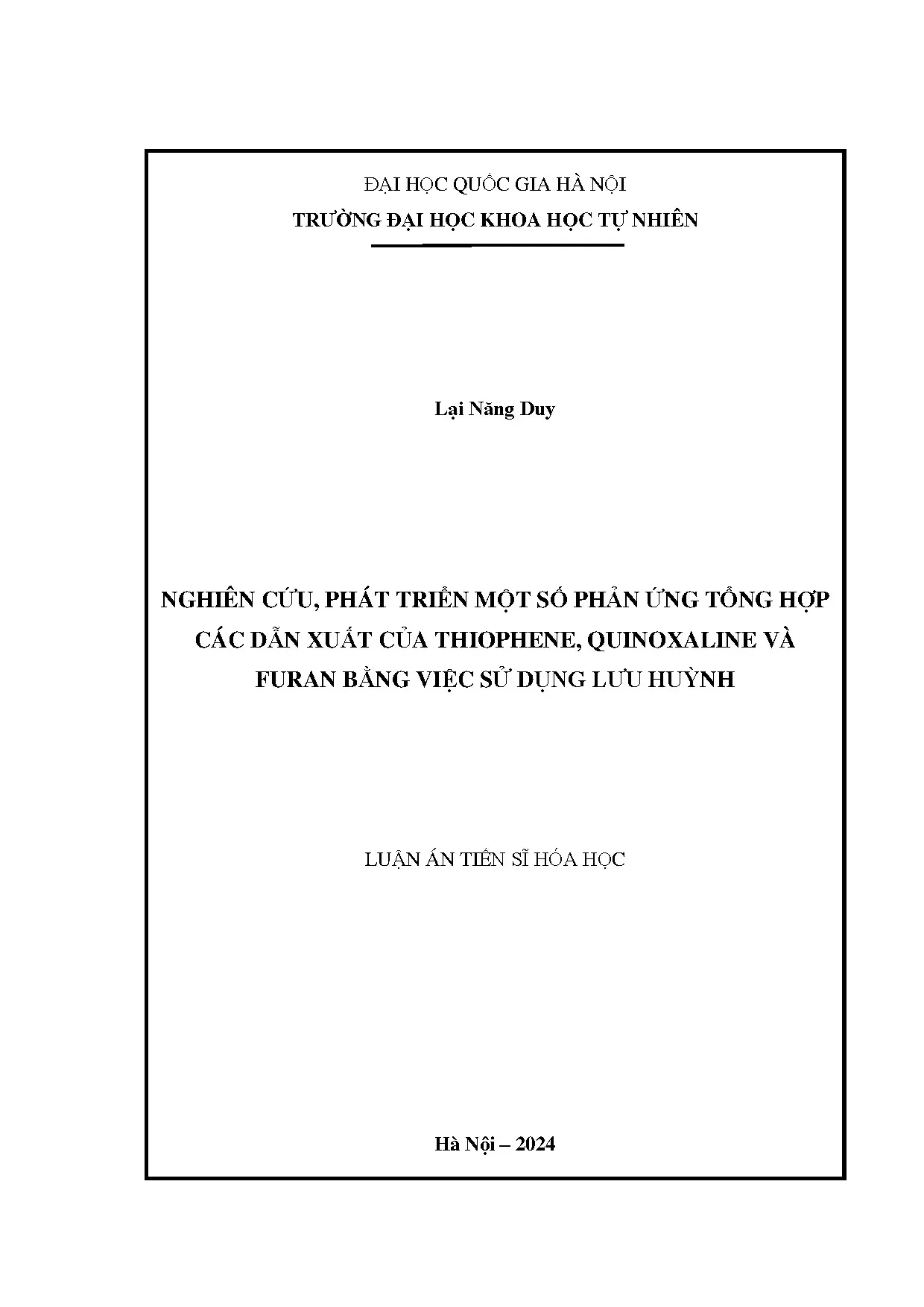 Tổng hợp dẫn xuất thiophene, quinoxaline, furan sử dụng lưu huỳnh