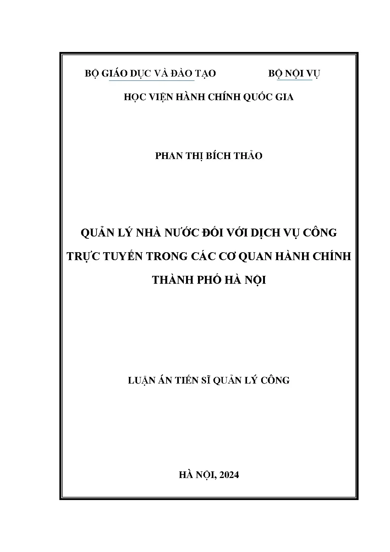 Quản lý nhà nước dịch vụ công trực tuyến Hà Nội