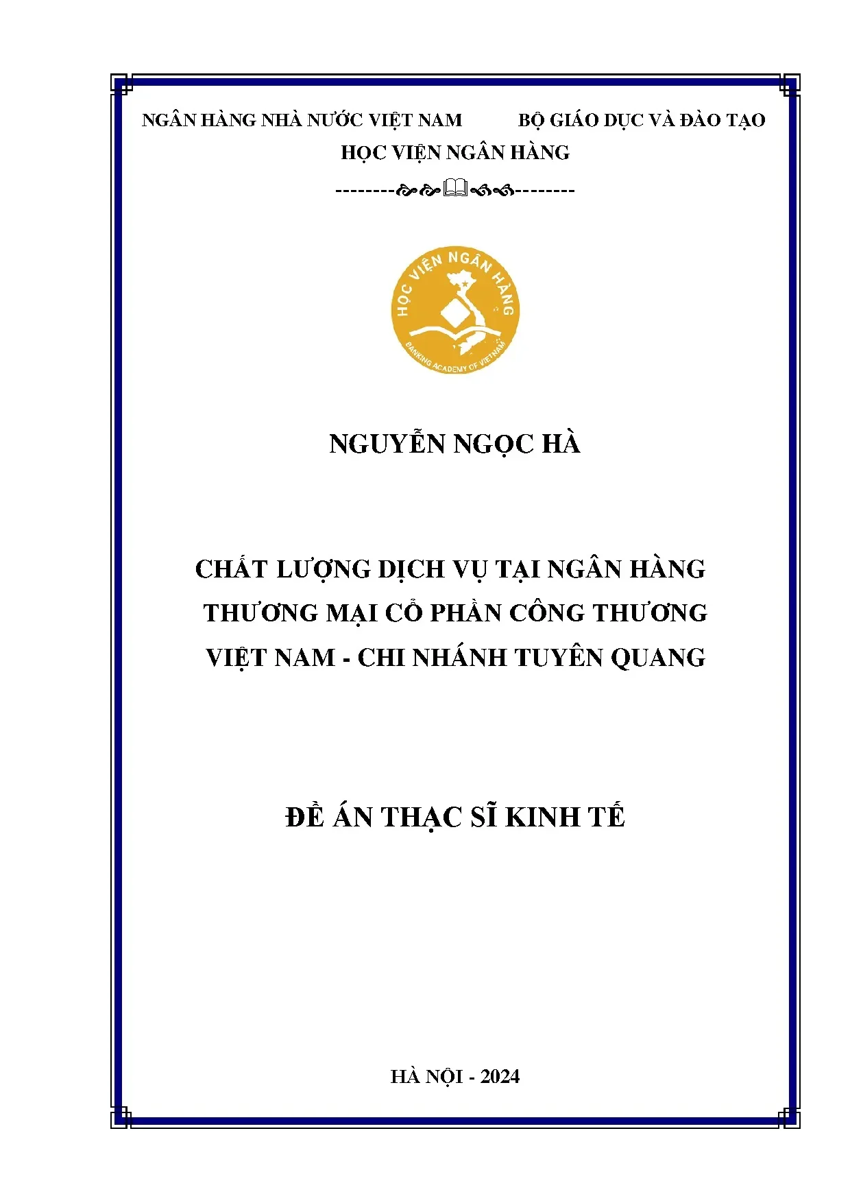 Chất lượng dịch vụ ngân hàng Công Thương Việt Nam Tuyên Quang