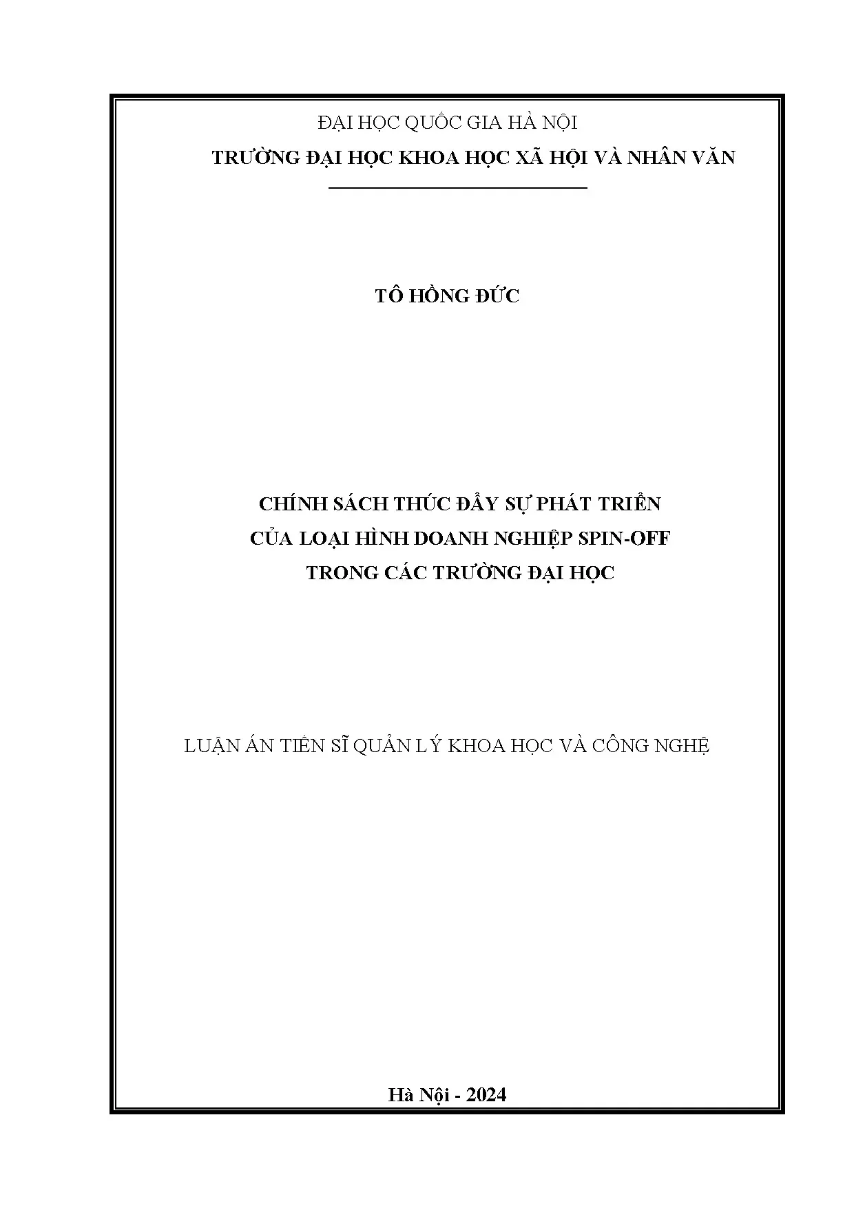 Chính sách thúc đẩy doanh nghiệp spin-off trong đại học