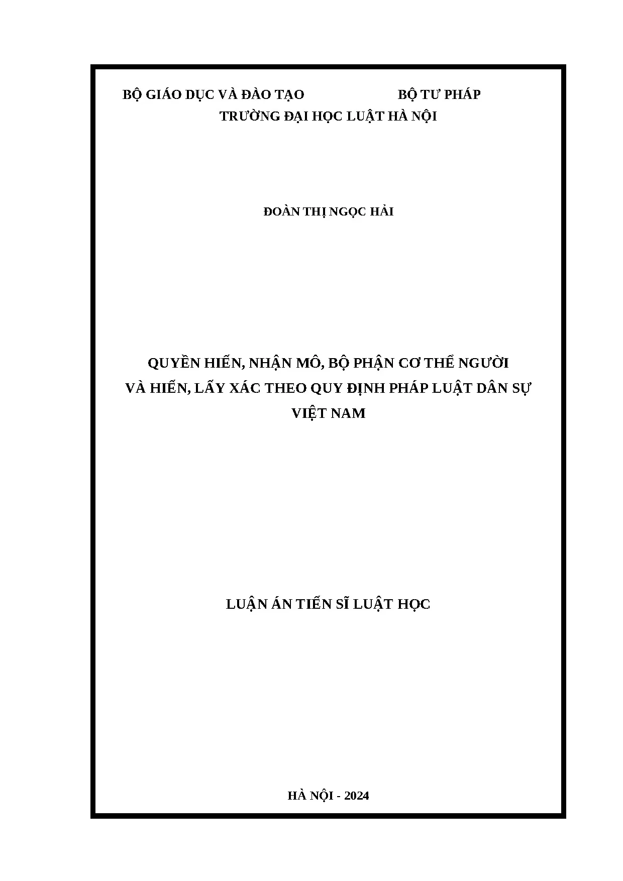 Quyền hiến nhận mô bộ phận cơ thể người theo pháp luật Việt Nam