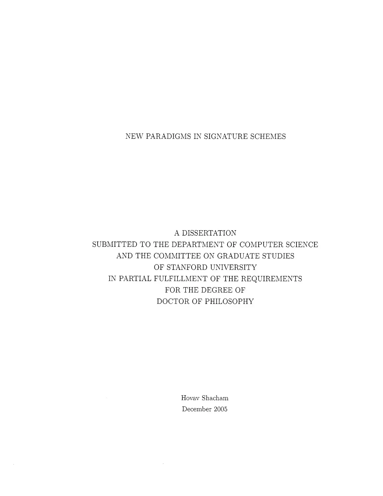 Luận án tiến sĩ: New Paradigms in Signature Schemes
