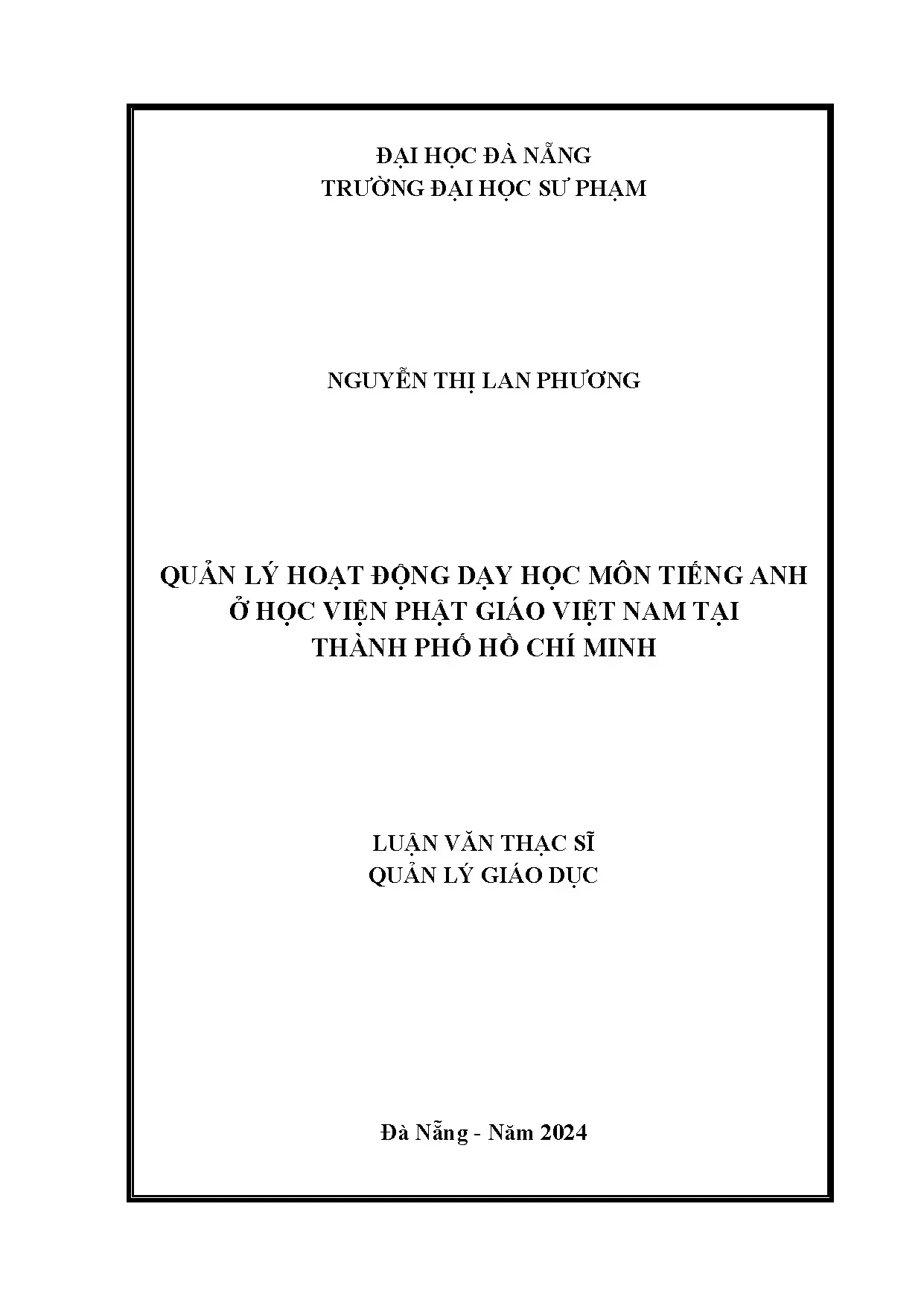 Quản lý hoạt động dạy học Tiếng Anh tại Học viện Phật giáo
