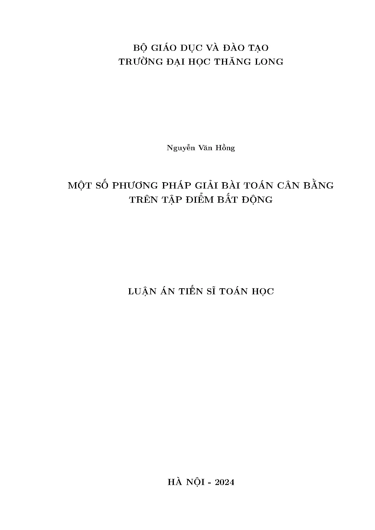 Phương pháp giải bài toán cân bằng trên tập điểm bất động