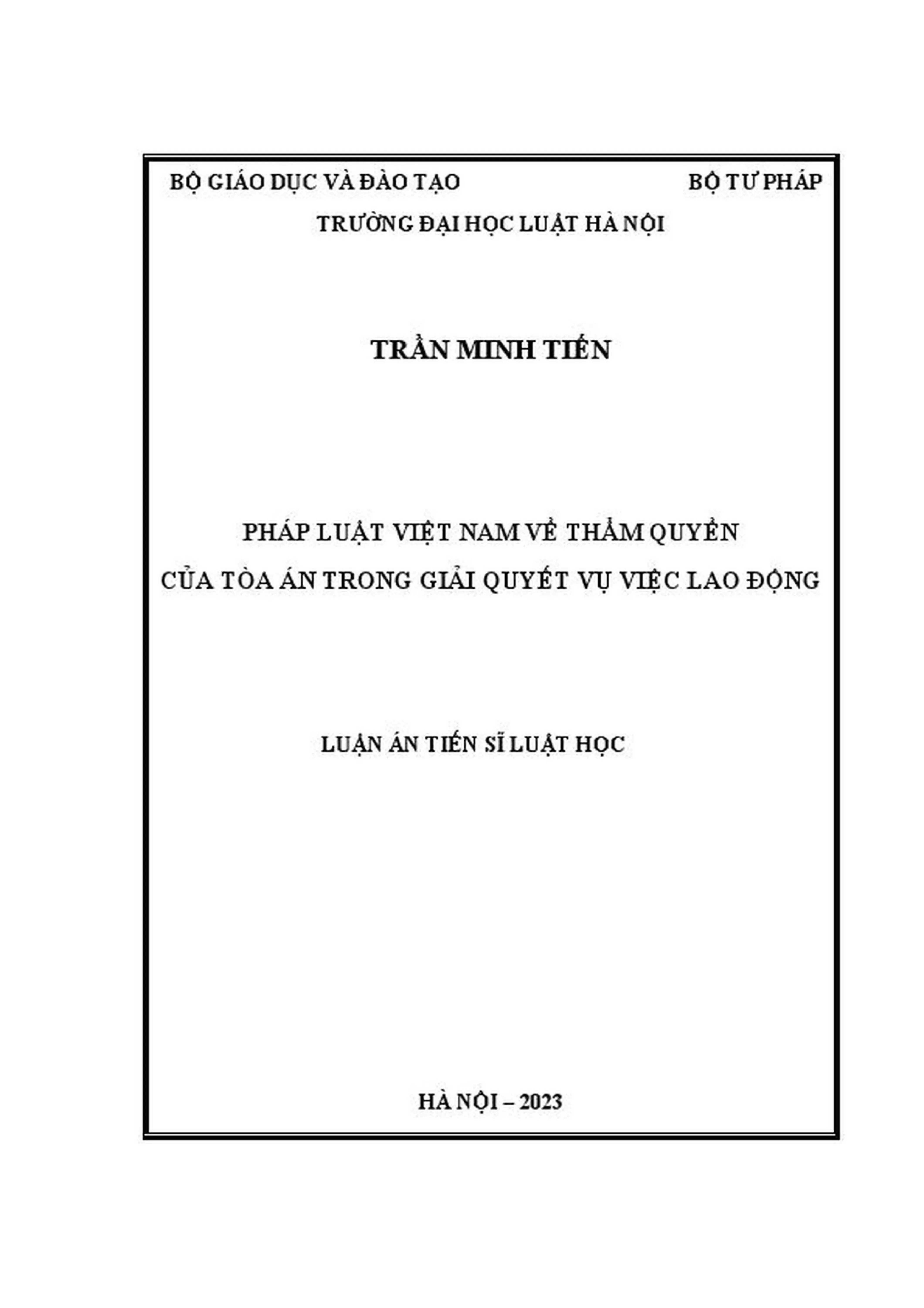 Thẩm quyền Tòa án giải quyết vụ việc lao động - Luận án TS