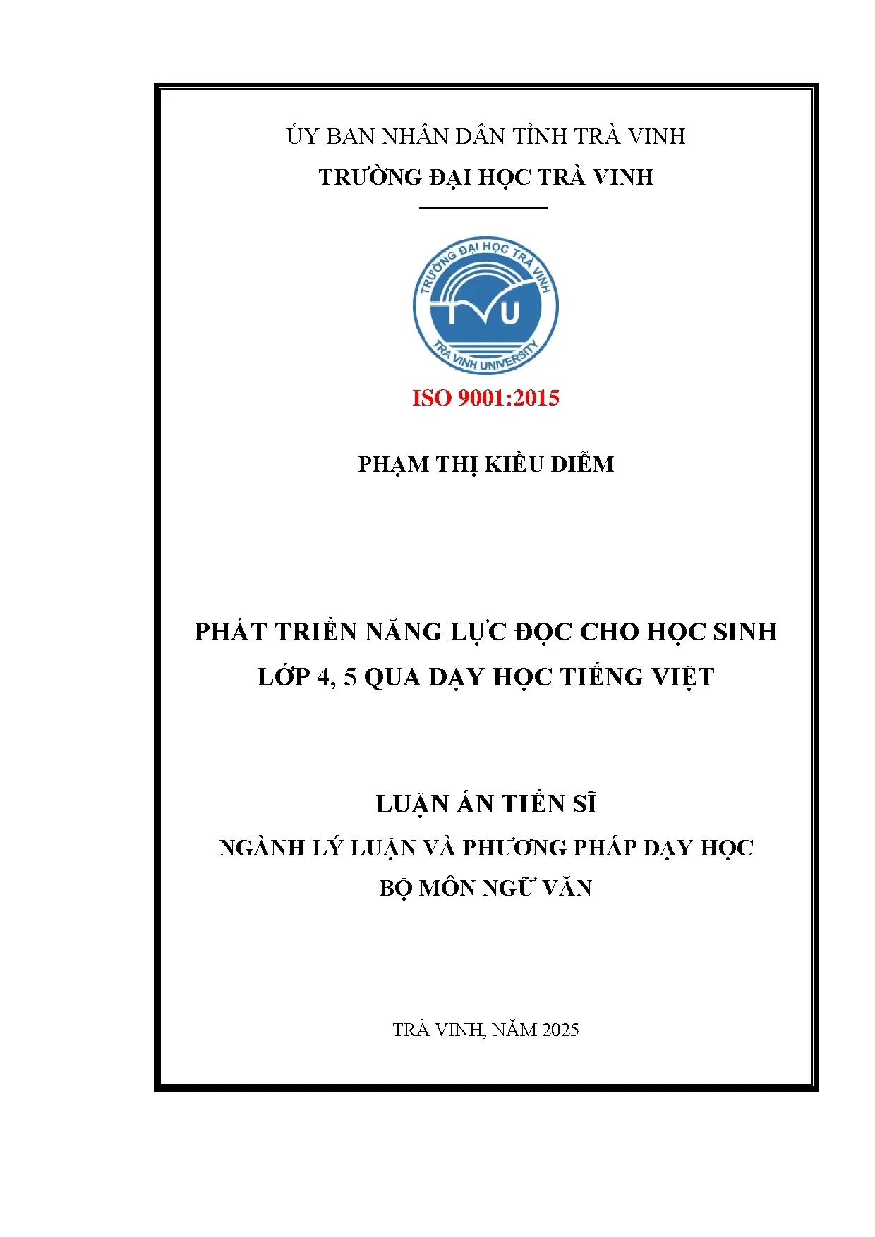 Phát triển năng lực đọc học sinh lớp 4, 5 qua dạy học Tiếng Việt