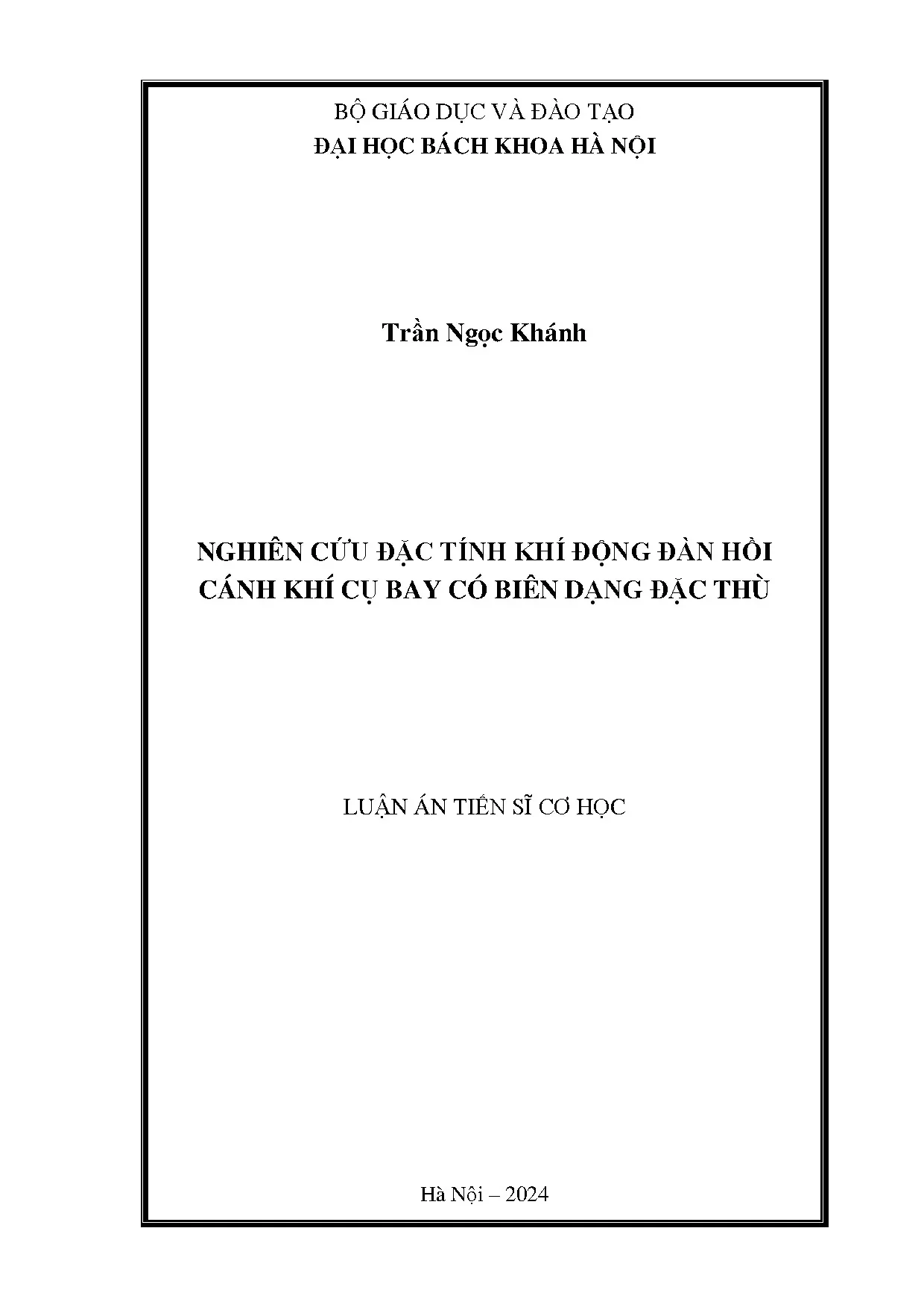Nghiên cứu khí động đàn hồi cánh khí cụ bay biên dạng đặc thù
