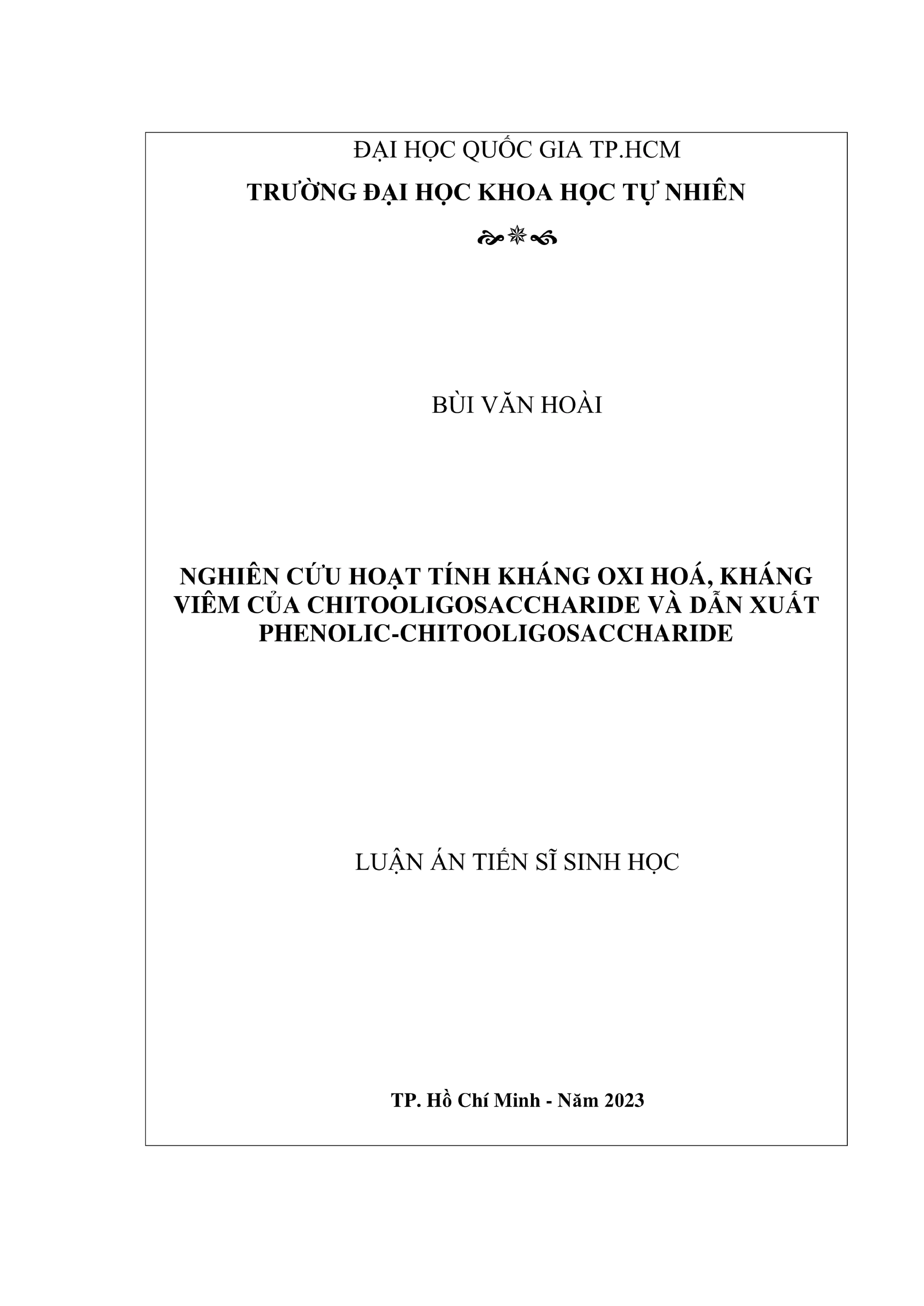 Hoạt tính kháng oxi hóa kháng viêm của chitooligosaccharide