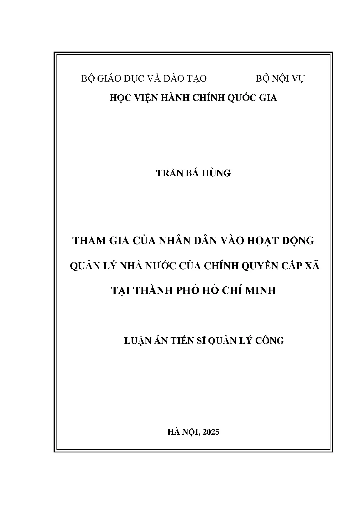 Tham gia nhân dân vào quản lý nhà nước cấp xã TPHCM
