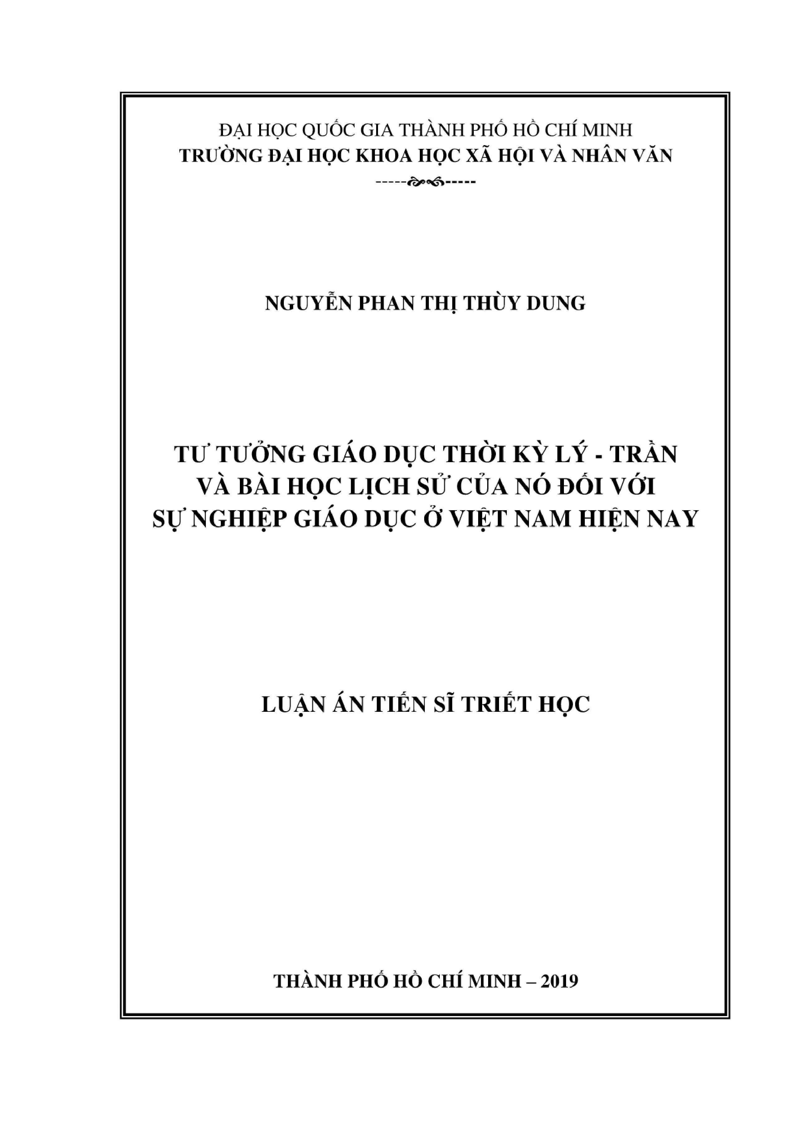 Tư tưởng giáo dục thời Lý-Trần và bài học cho giáo dục Việt Nam