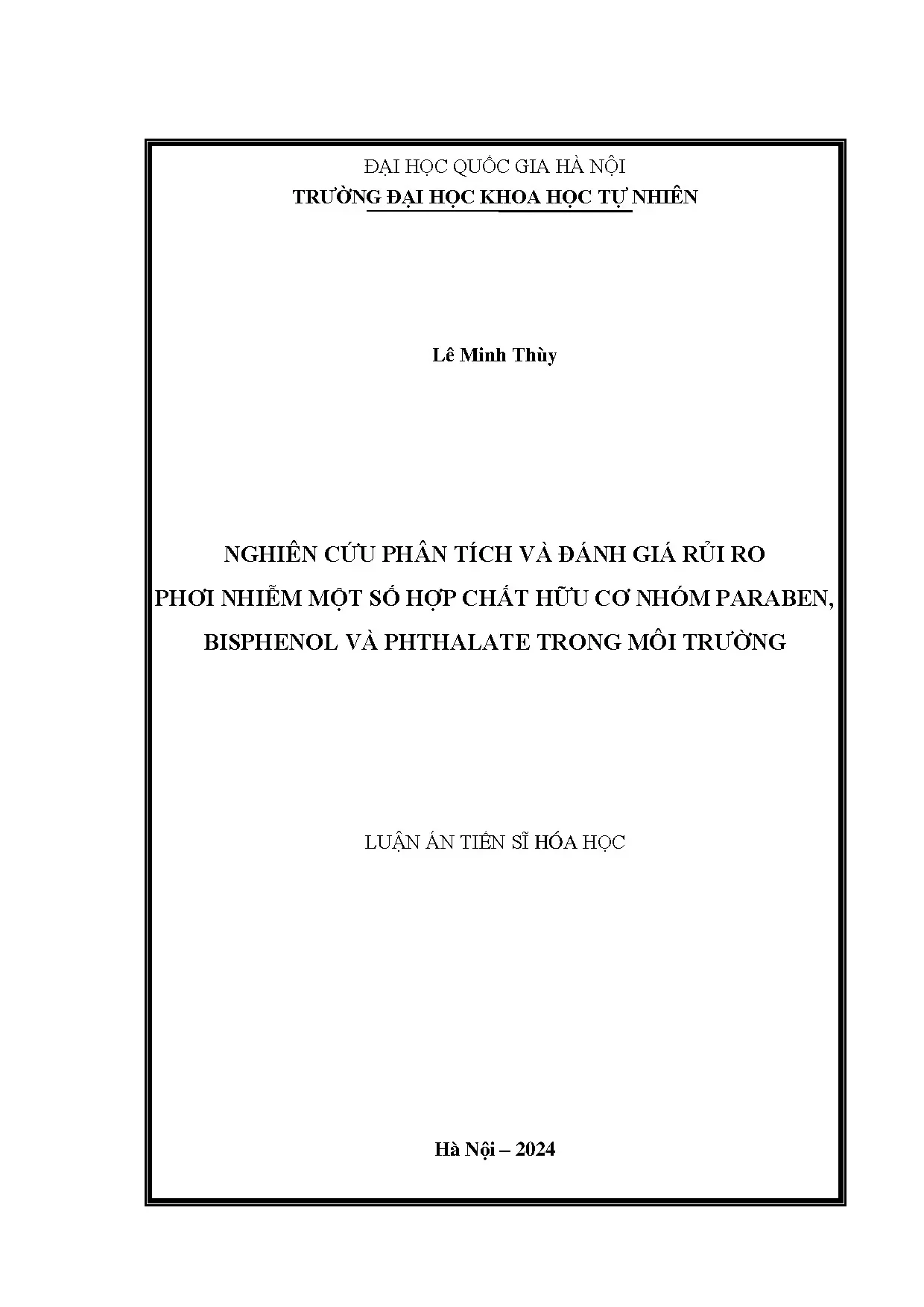 Phân tích rủi ro paraben, bisphenol, phthalate trong môi trường