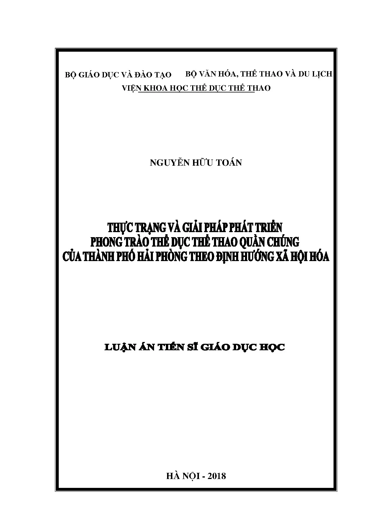 Phát triển thể dục thể thao quần chúng Hải Phòng theo xã hội hóa