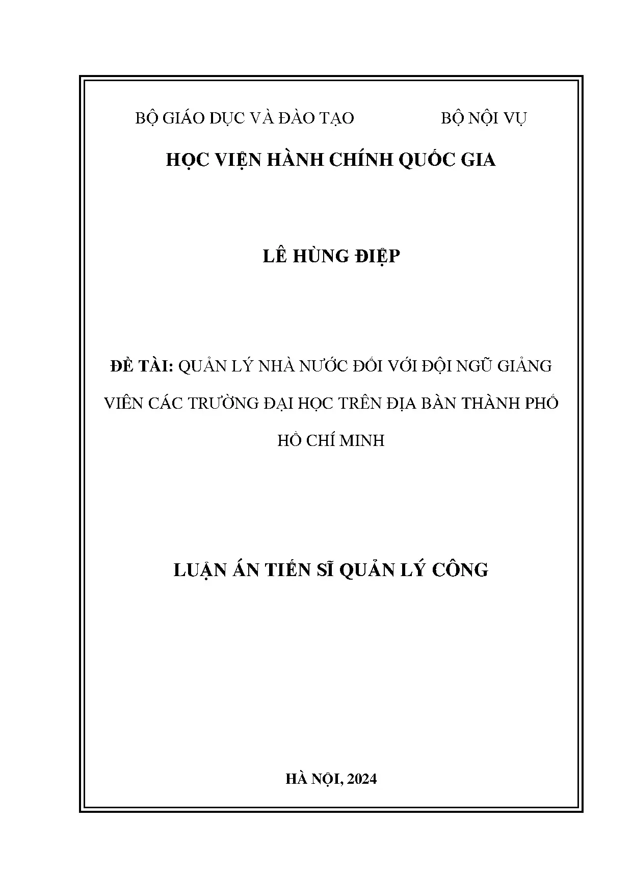 Quản lý nhà nước đối với đội ngũ giảng viên đại học HCM