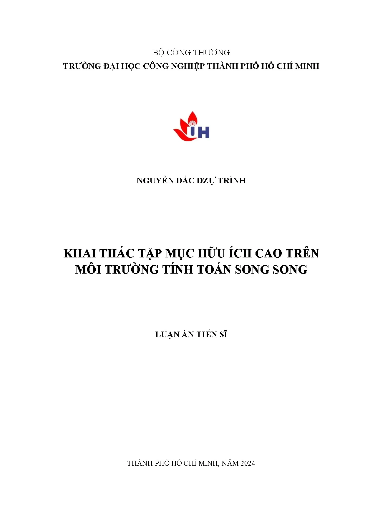 Khai thác tập mục hữu ích cao trên môi trường tính toán song parallel
