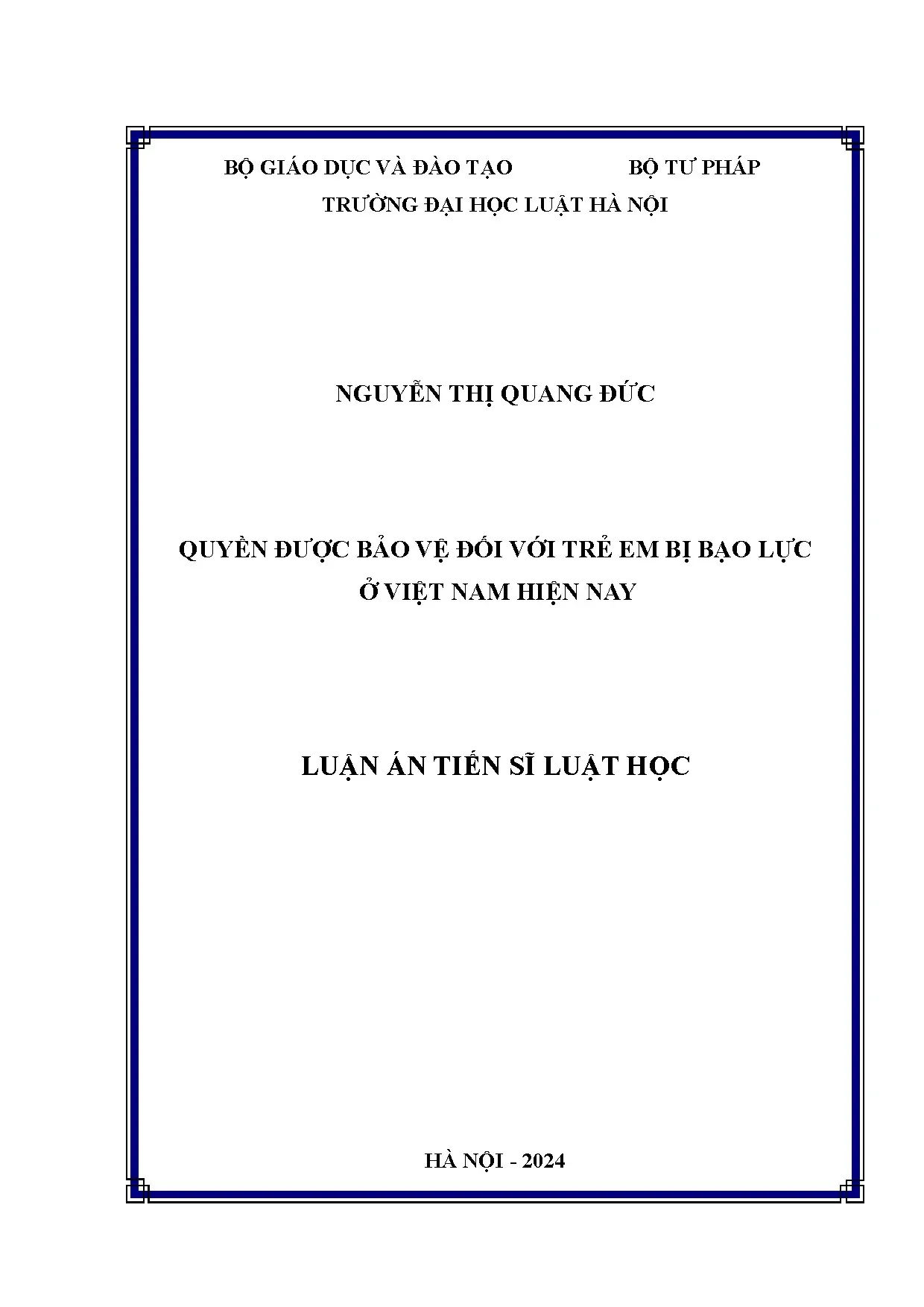 Quyền bảo vệ trẻ em bị bạo lực ở Việt Nam hiện nay