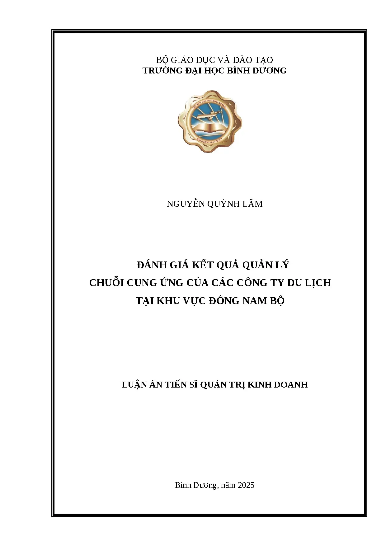 Quản lý chuỗi cung ứng công ty du lịch Đông Nam Bộ
