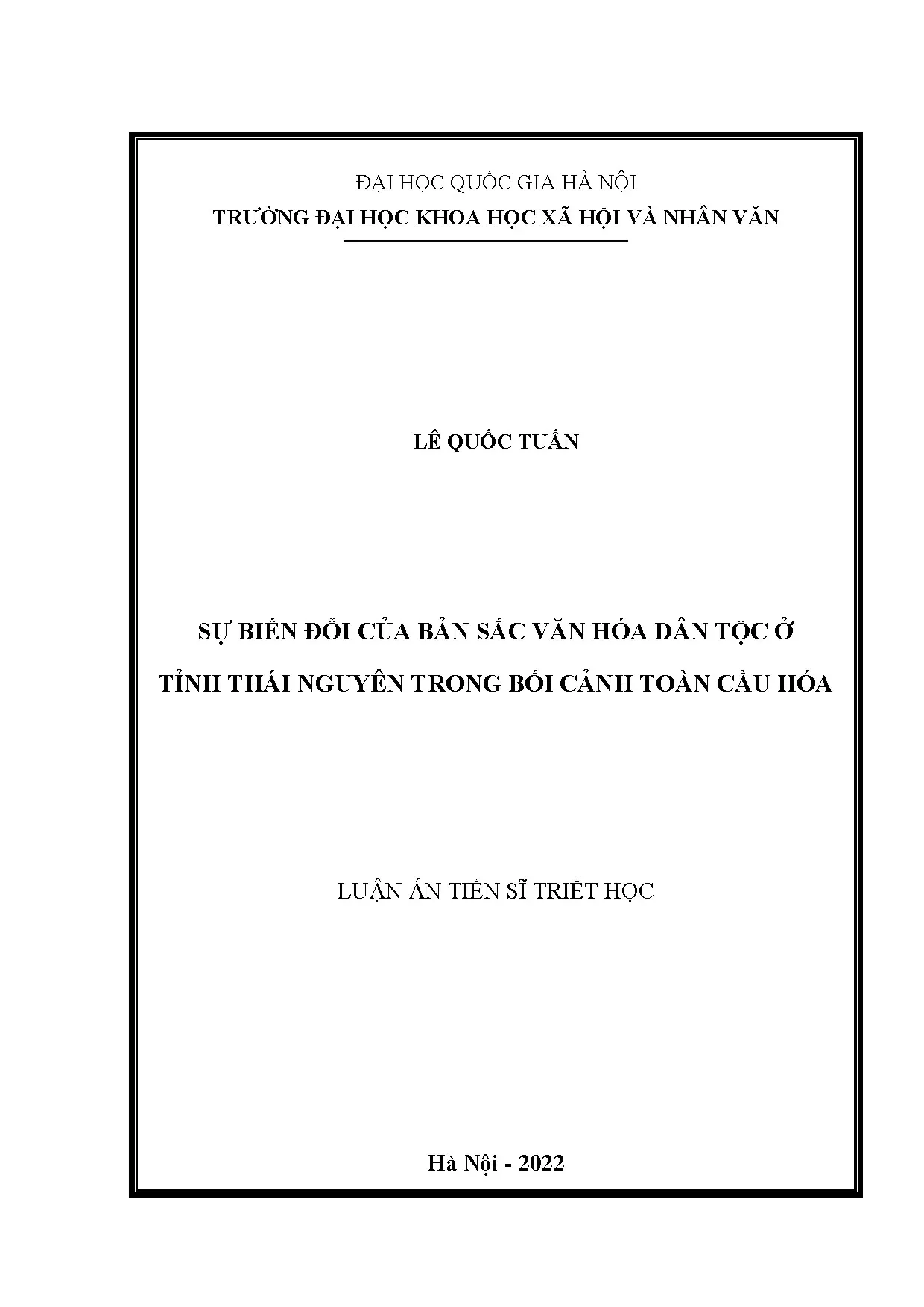 Sự biến đổi bản sắc văn hóa dân tộc Thái Nguyên toàn cầu hóa
