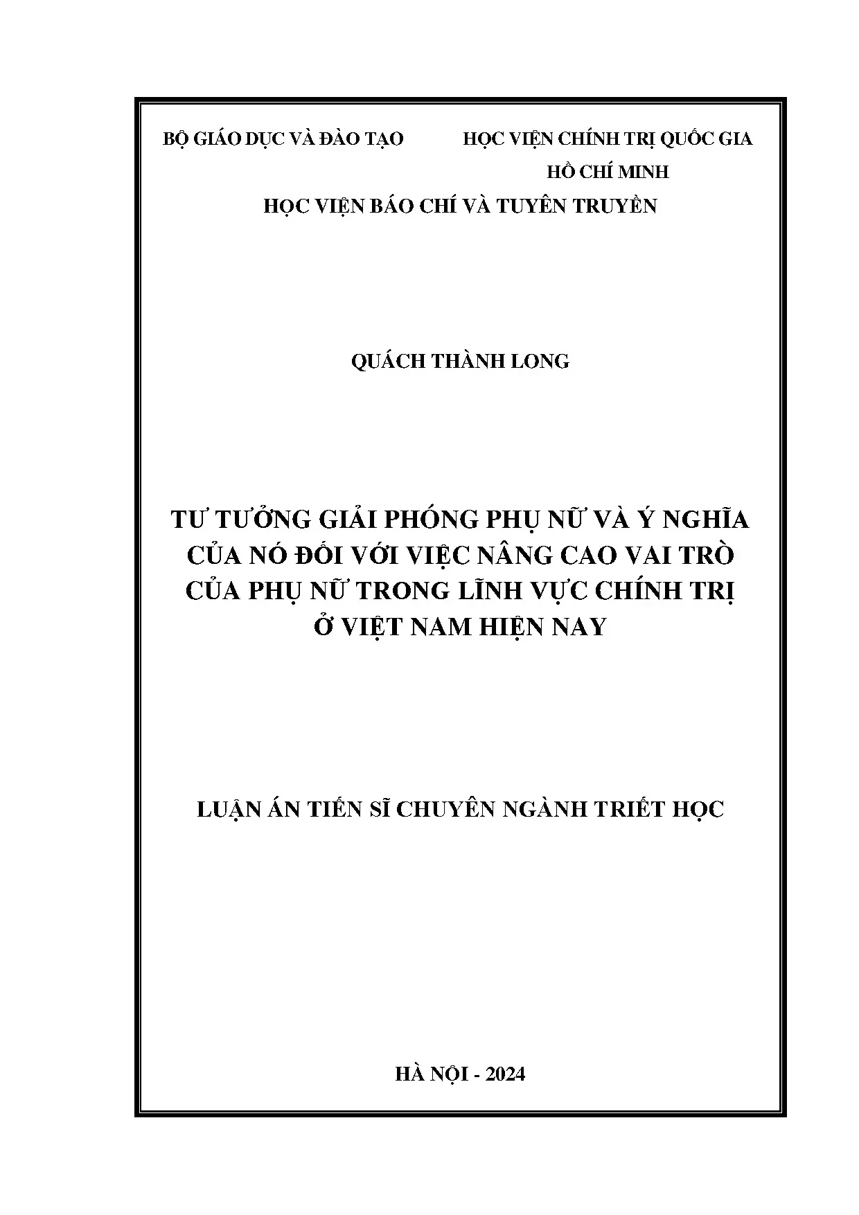 Tư tưởng giải phóng phụ nữ và vai trò chính trị ở Việt Nam