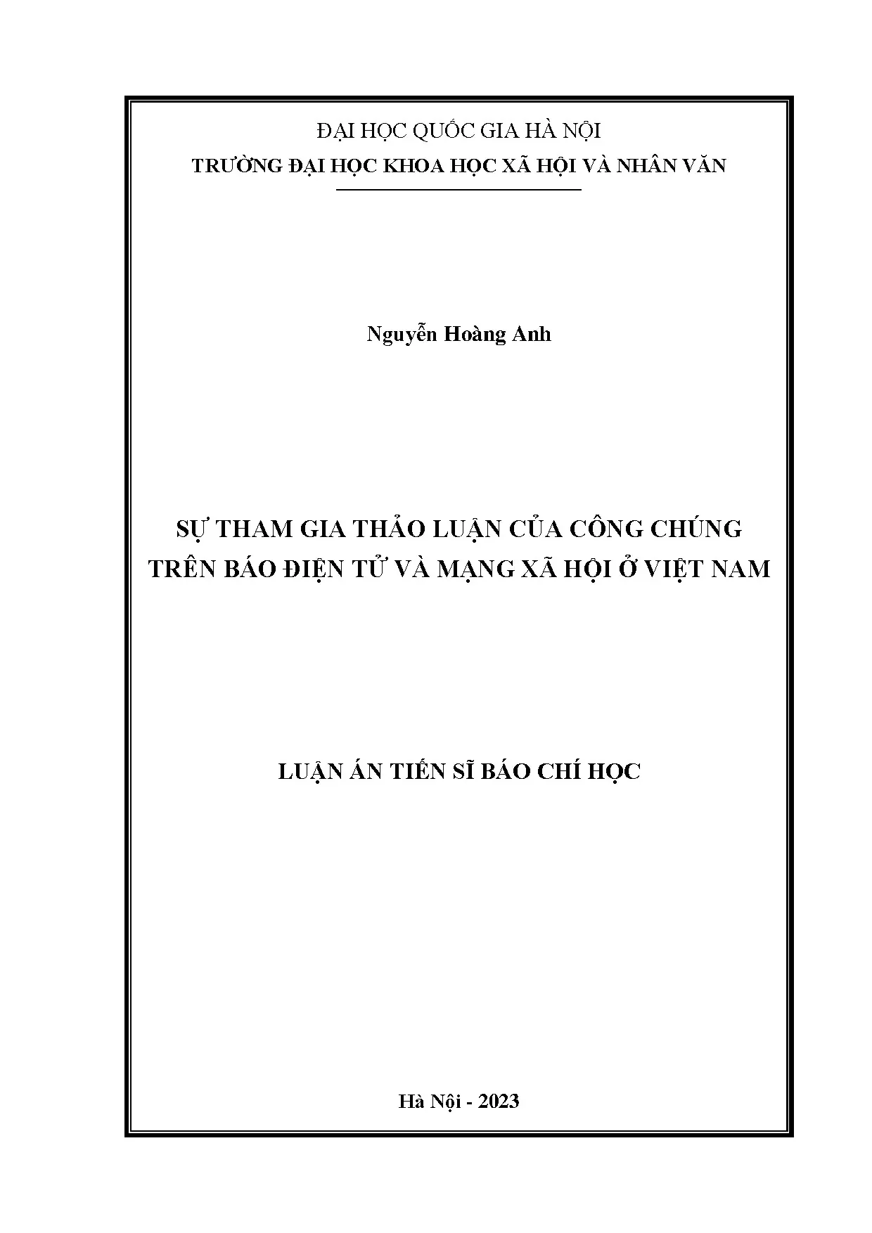 Sự tham gia thảo luận công chúng trên báo điện tử và mạng xã hội