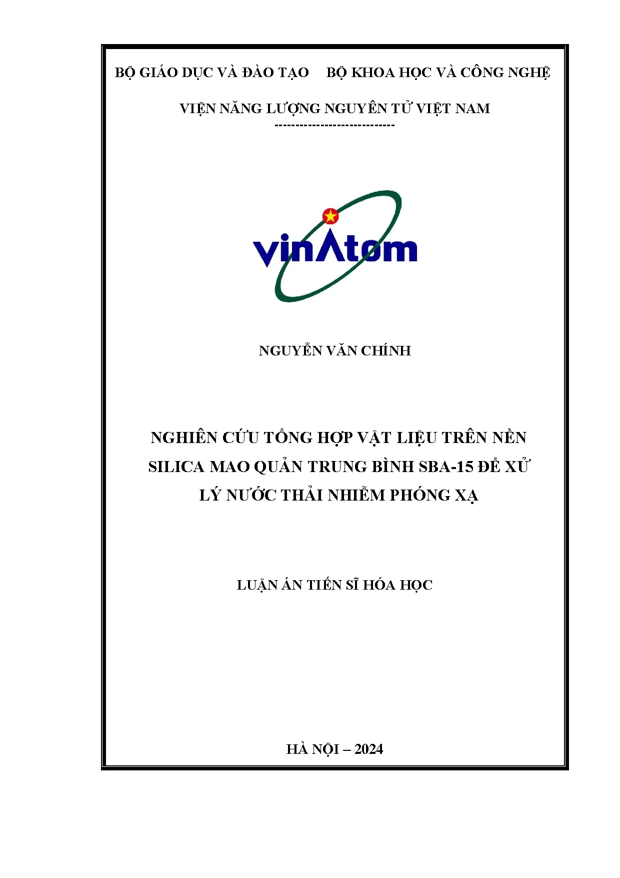 Nghiên cứu tổng hợp vật liệu trên nền silica mao quản trung bình sba 15 Để xử lý nước thải nhiễm phóng xạ