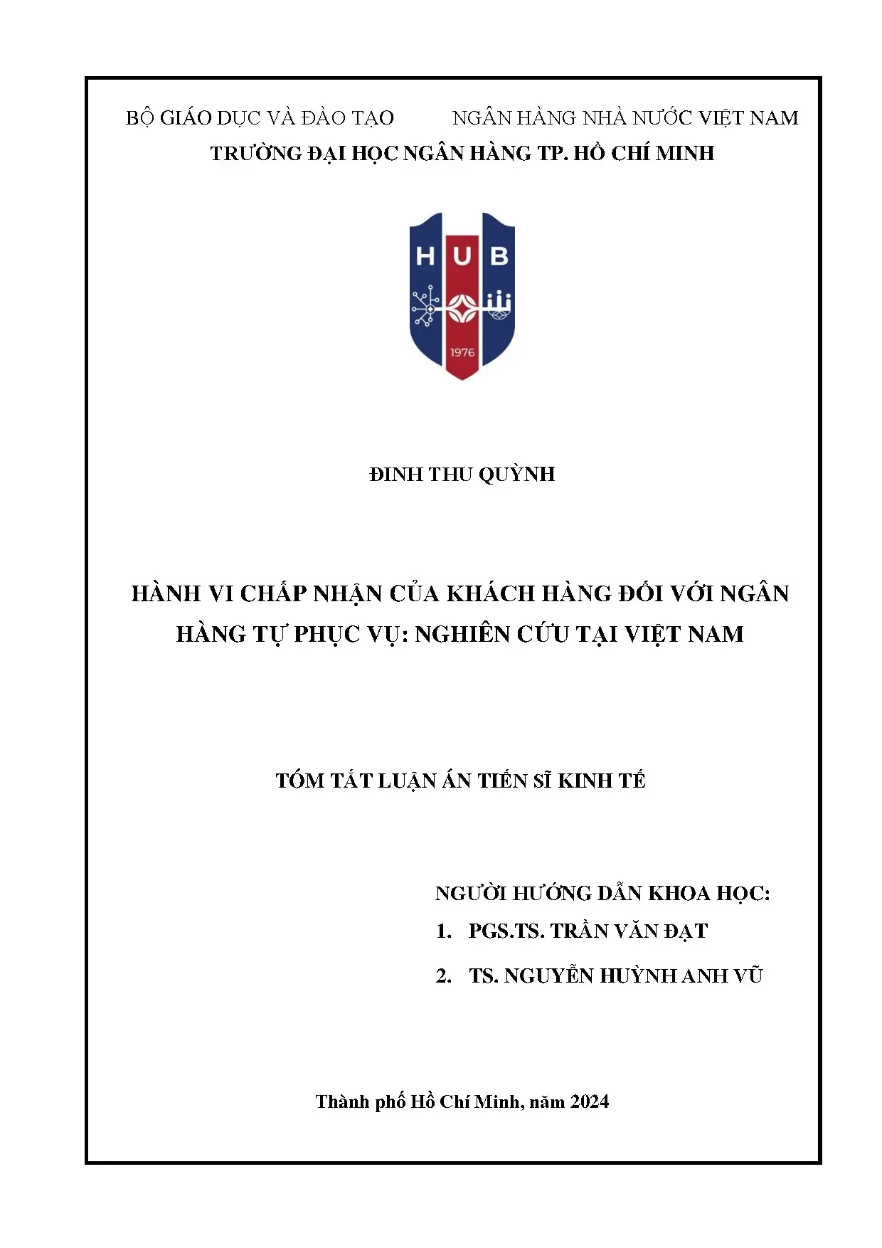 Hành vi chấp nhận ngân hàng tự phục vụ tại Việt Nam