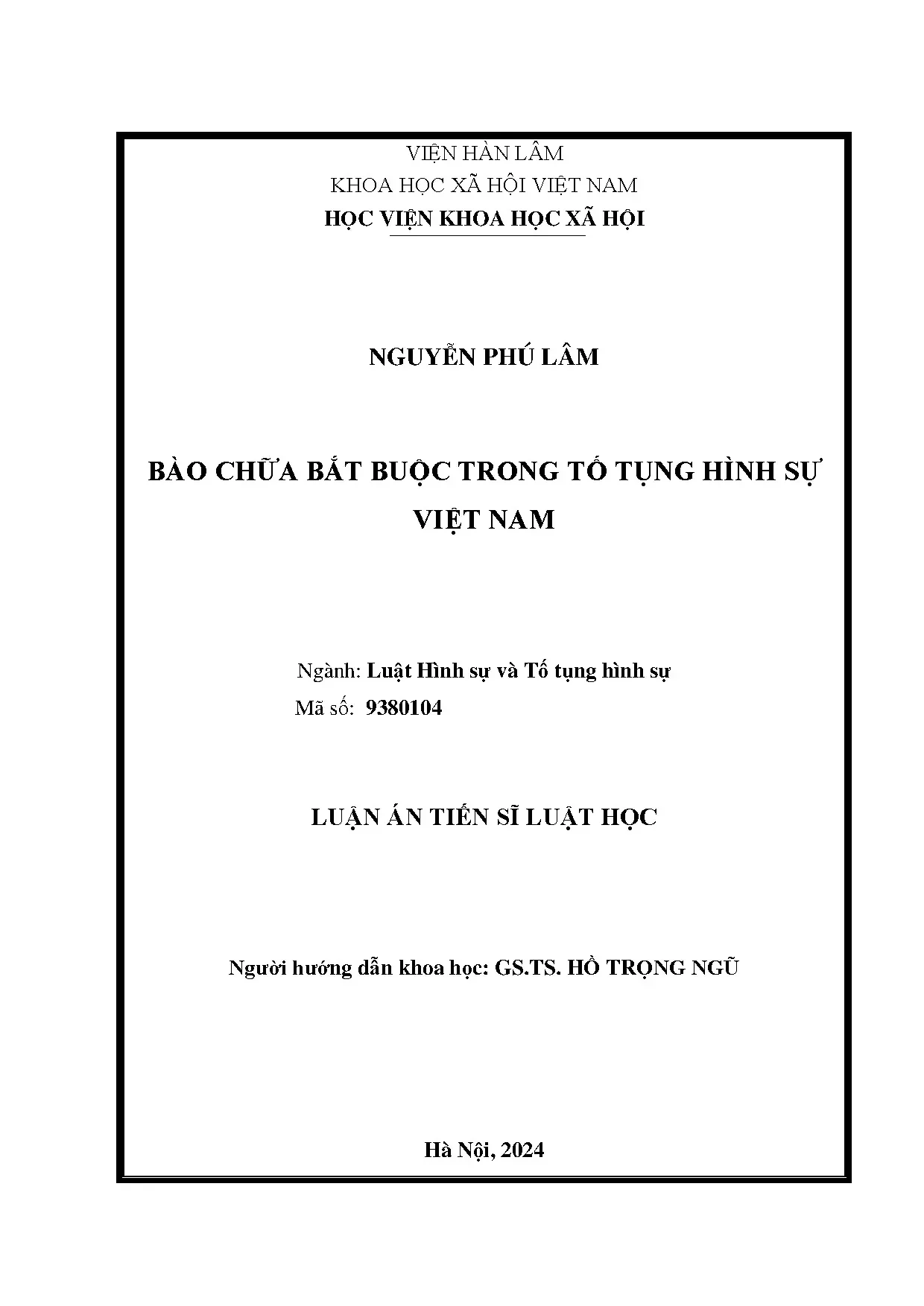 Bào chữa bắt buộc trong tố tụng hình sự Việt Nam