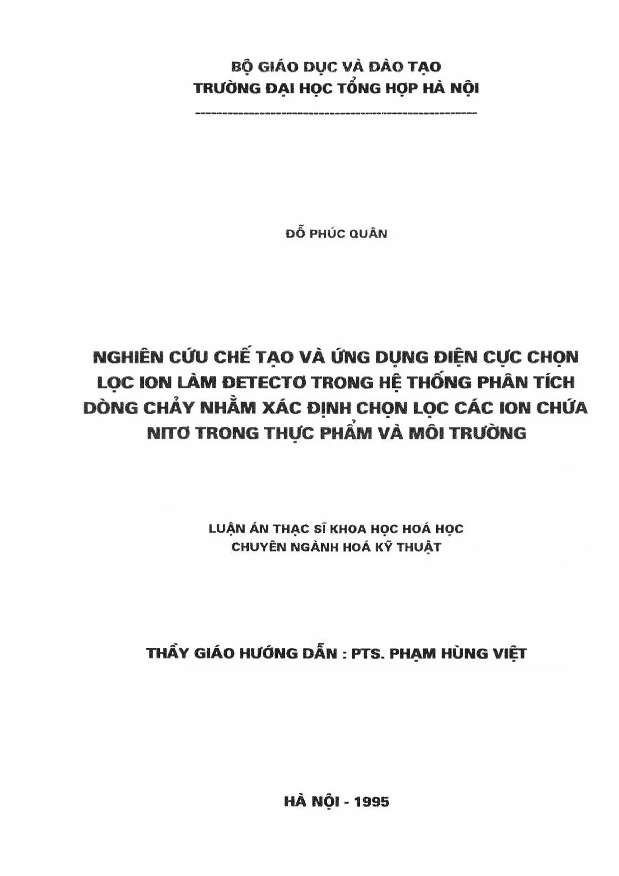 Điện cực chọn lọc ion nitơ trong phân tích thực phẩm