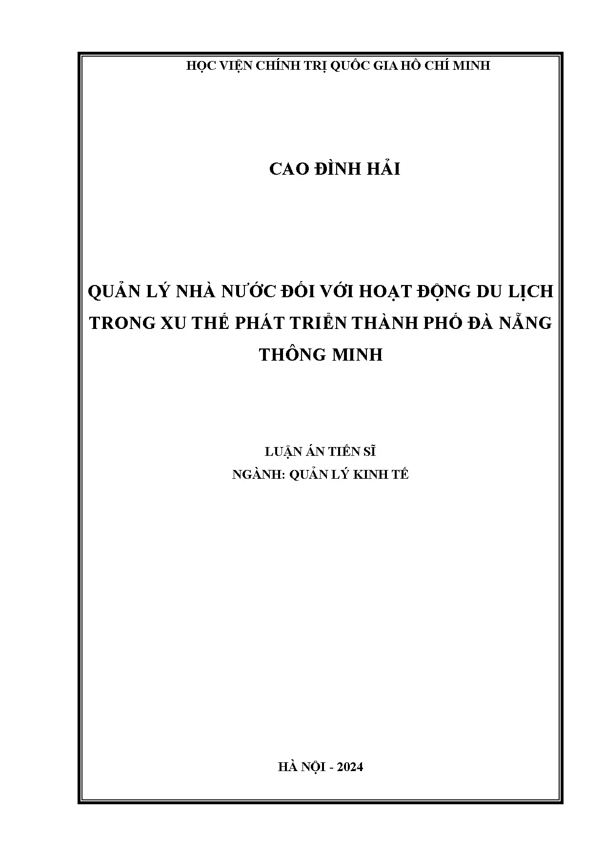 Quản lý du lịch trong phát triển thành phố thông minh Đà Nẵng