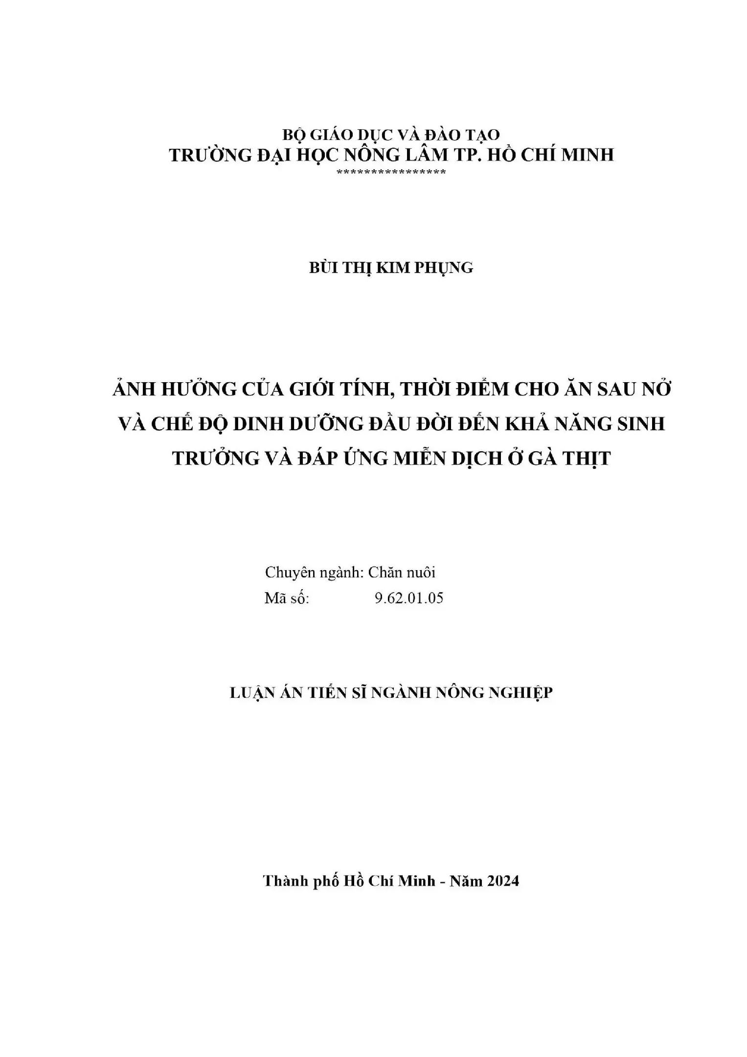 Ảnh hưởng giới tính, thời điểm cho ăn đến sinh trưởng gà thịt
