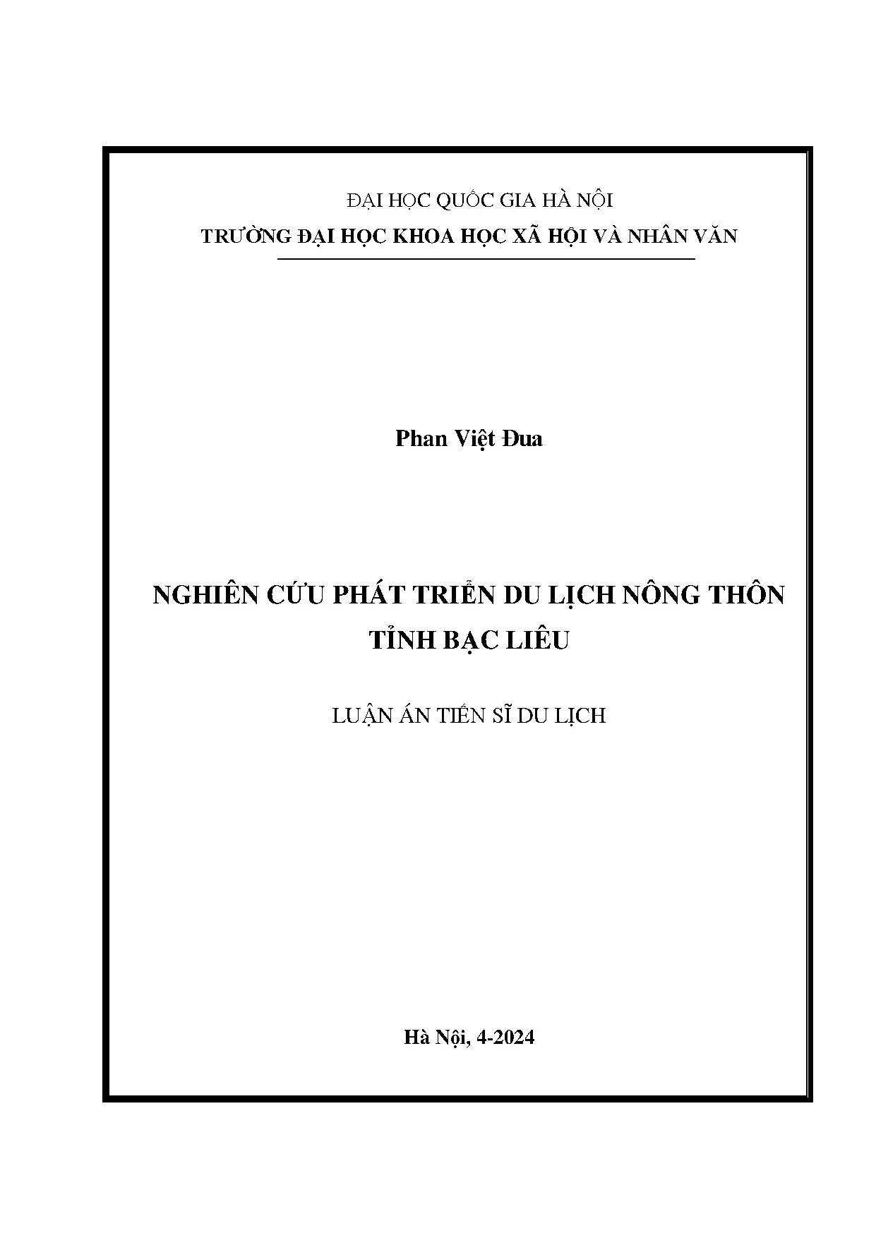 Phát triển du lịch nông thôn tỉnh Bạc Liêu