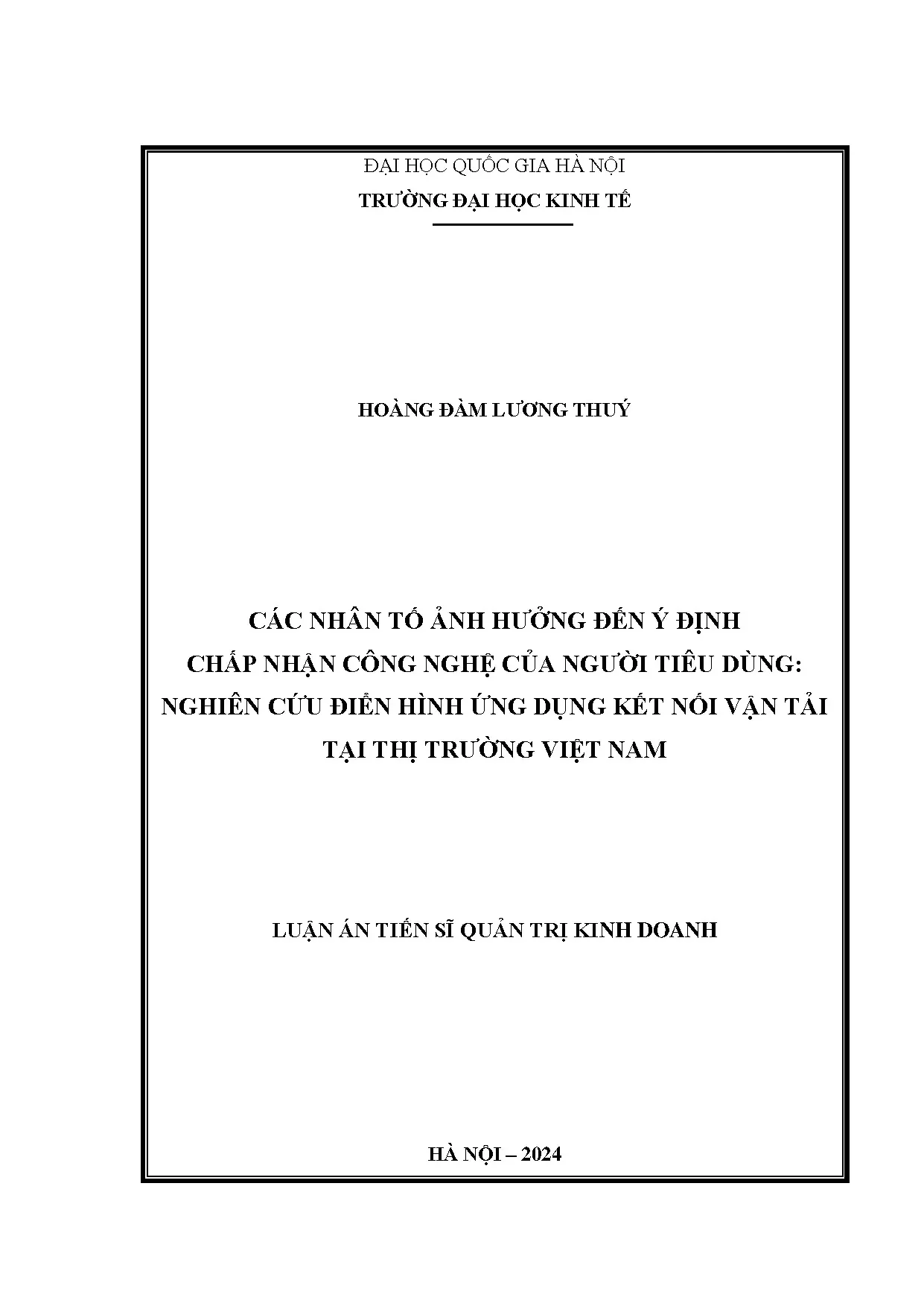 Nhân tố ảnh hưởng ý định chấp nhận công nghệ vận tải Việt Nam