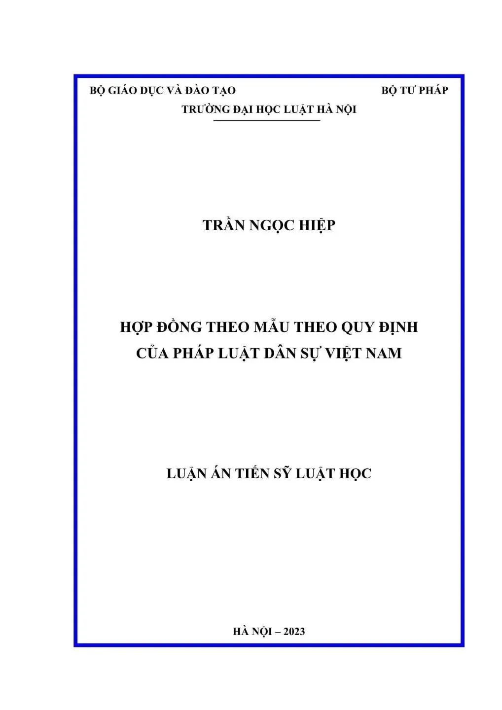 Luận án tiến sĩ Luật học: Hợp đồng theo mẫu theo quy định của pháp luật dân sự Việt Nam