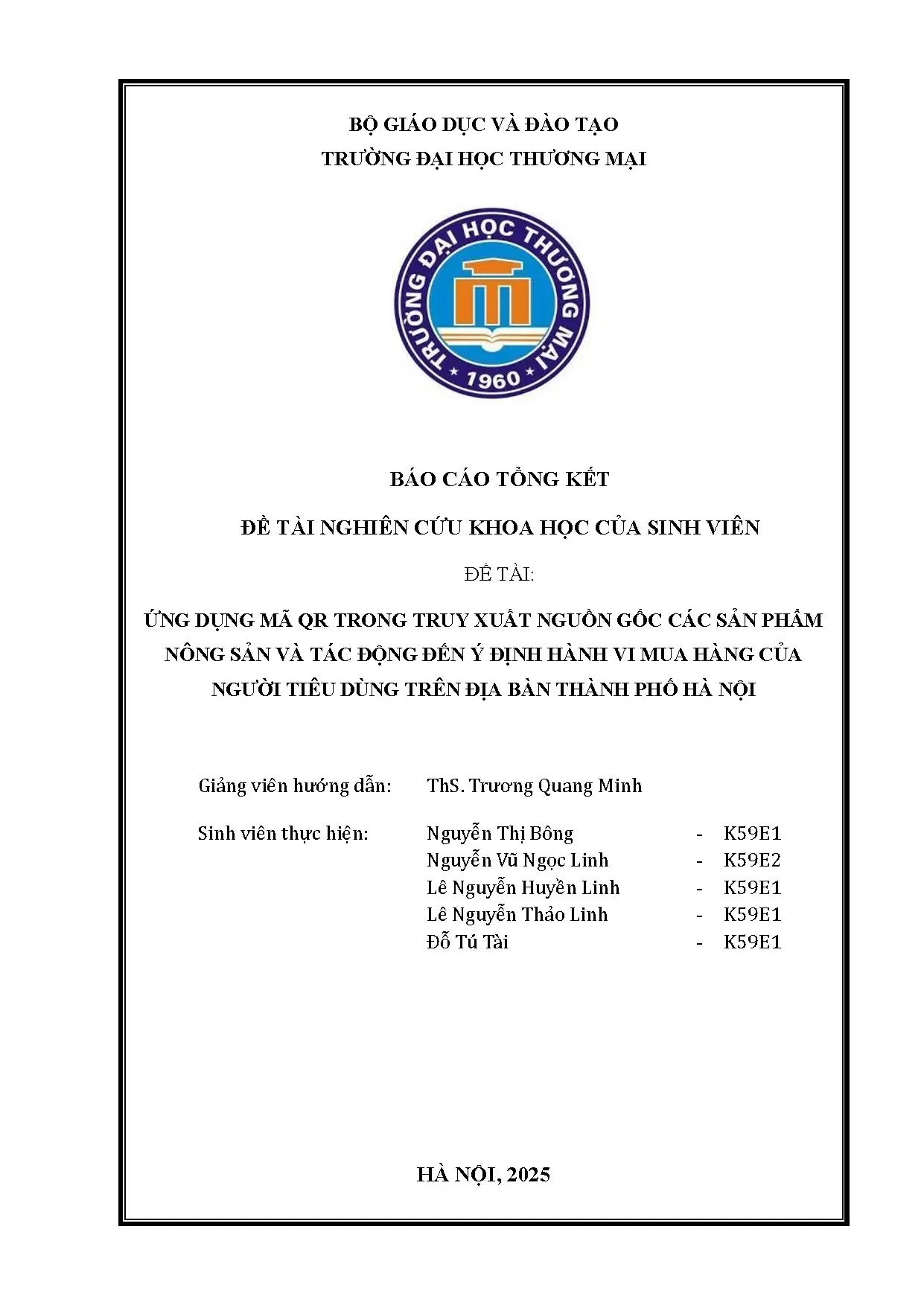 Ứng dụng mã QR truy xuất nguồn gốc nông sản Hà Nội