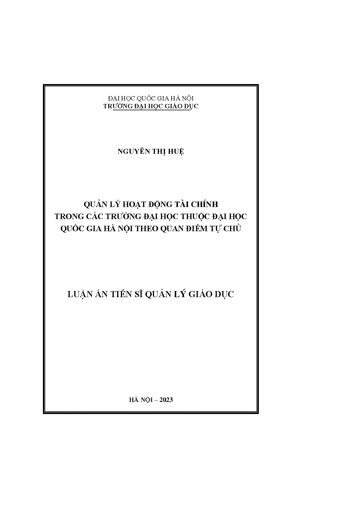 Quản lý hoạt động tài chính đại học công lập theo tự chủ