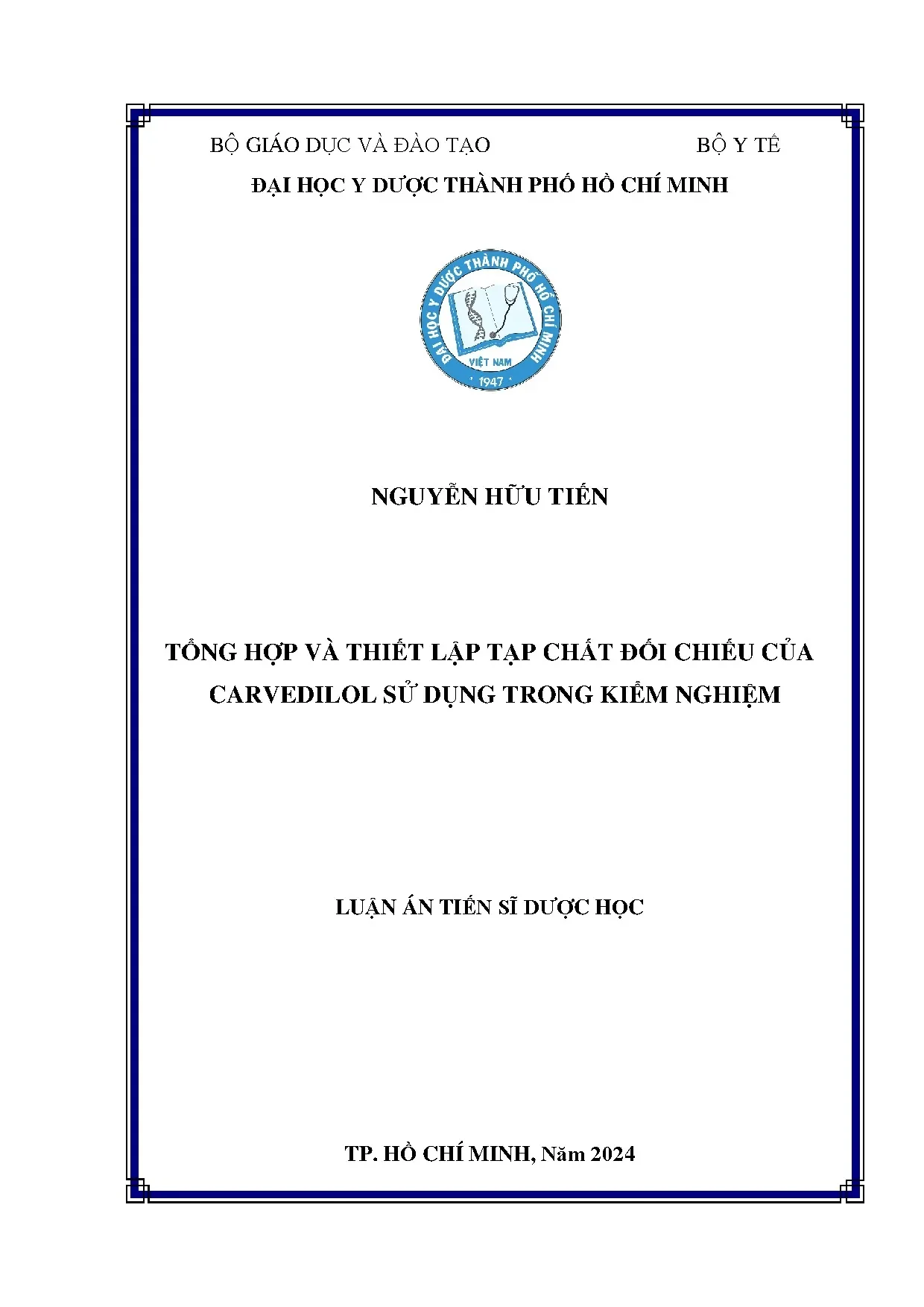 Tổng hợp tạp chất đối chiếu carvedilol - Kiểm nghiệm thuốc