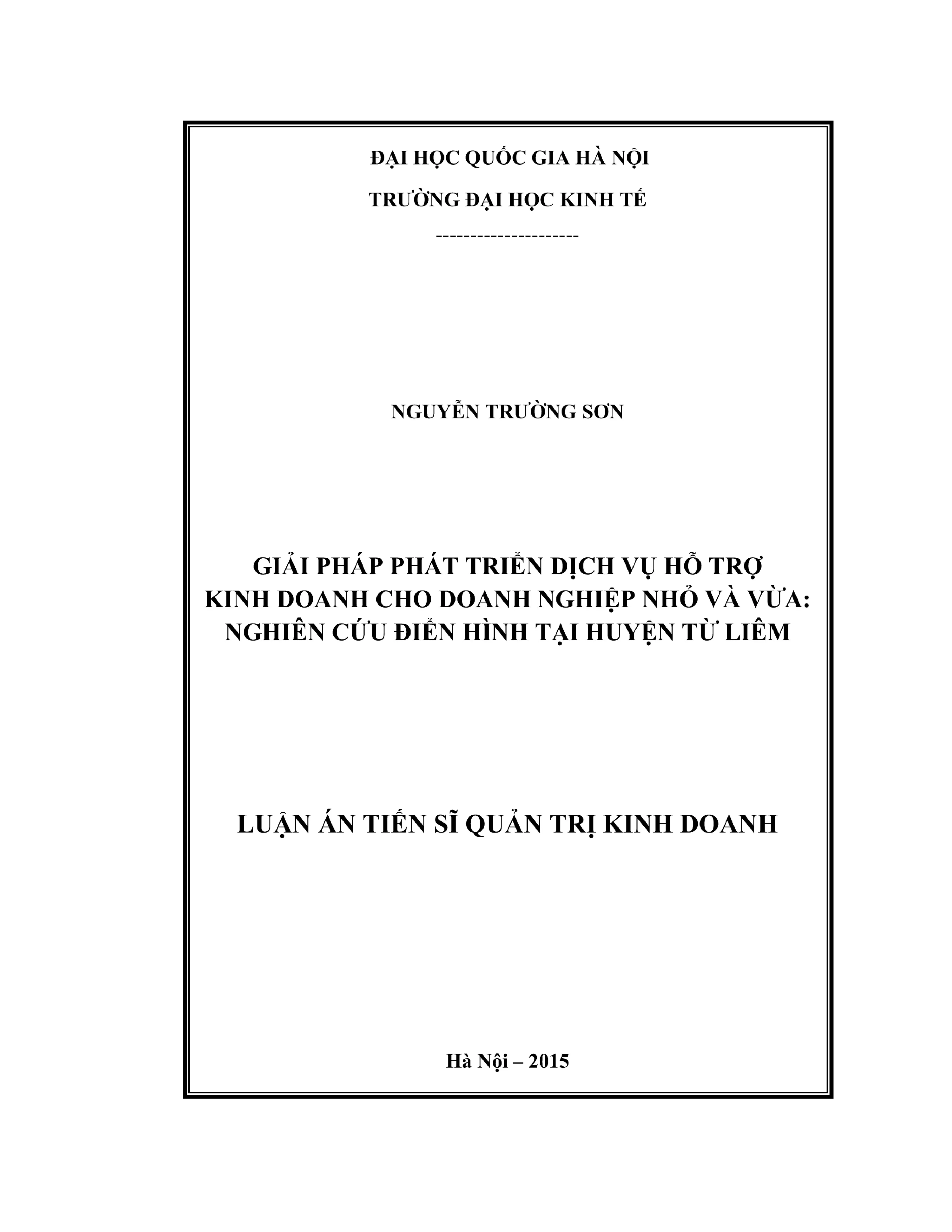 Giải pháp phát triển dịch vụ hỗ trợ kinh doanh DNNVV Từ Liêm