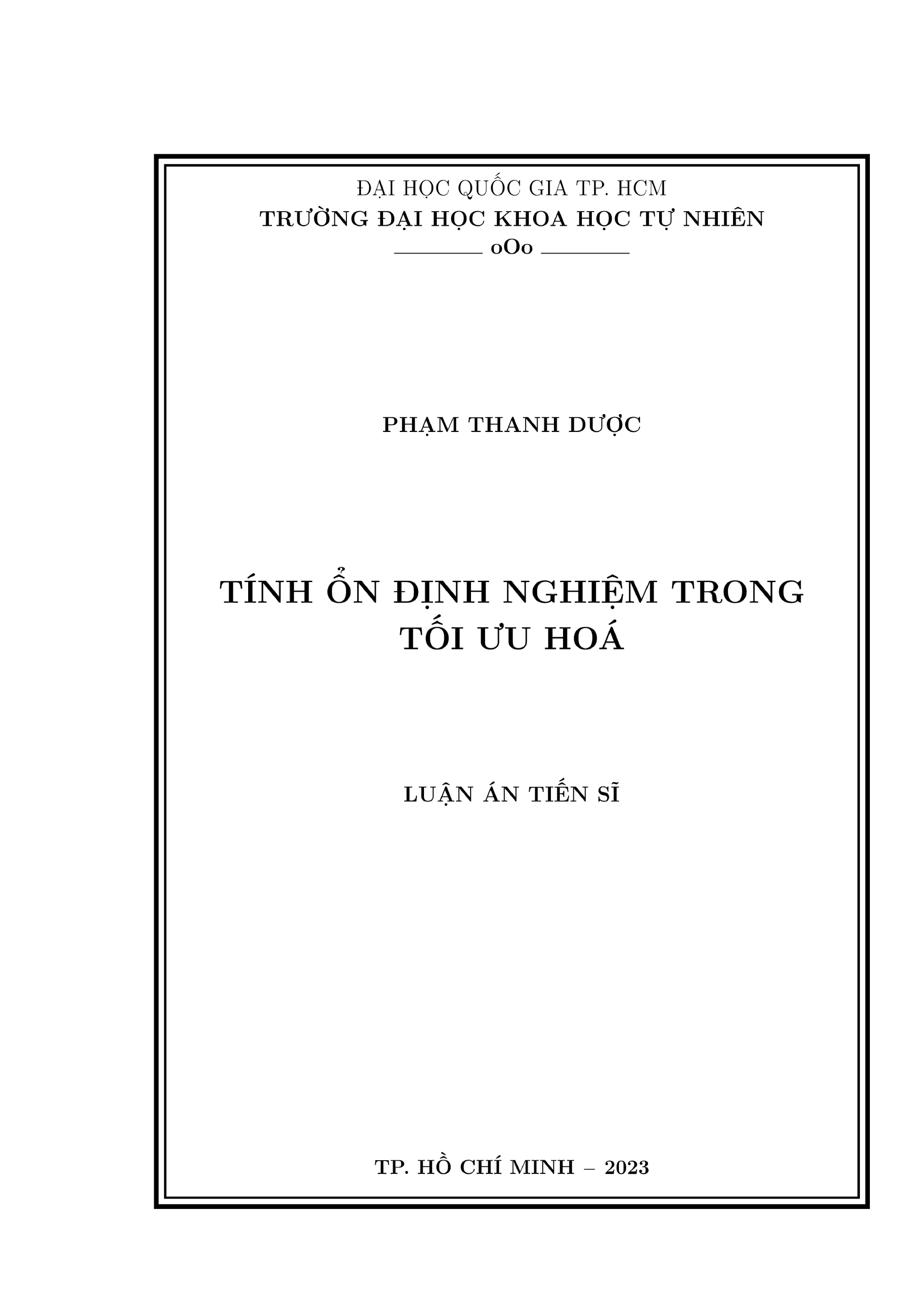 Tính ổn định nghiệm tối ưu hóa trong Toán ứng dụng