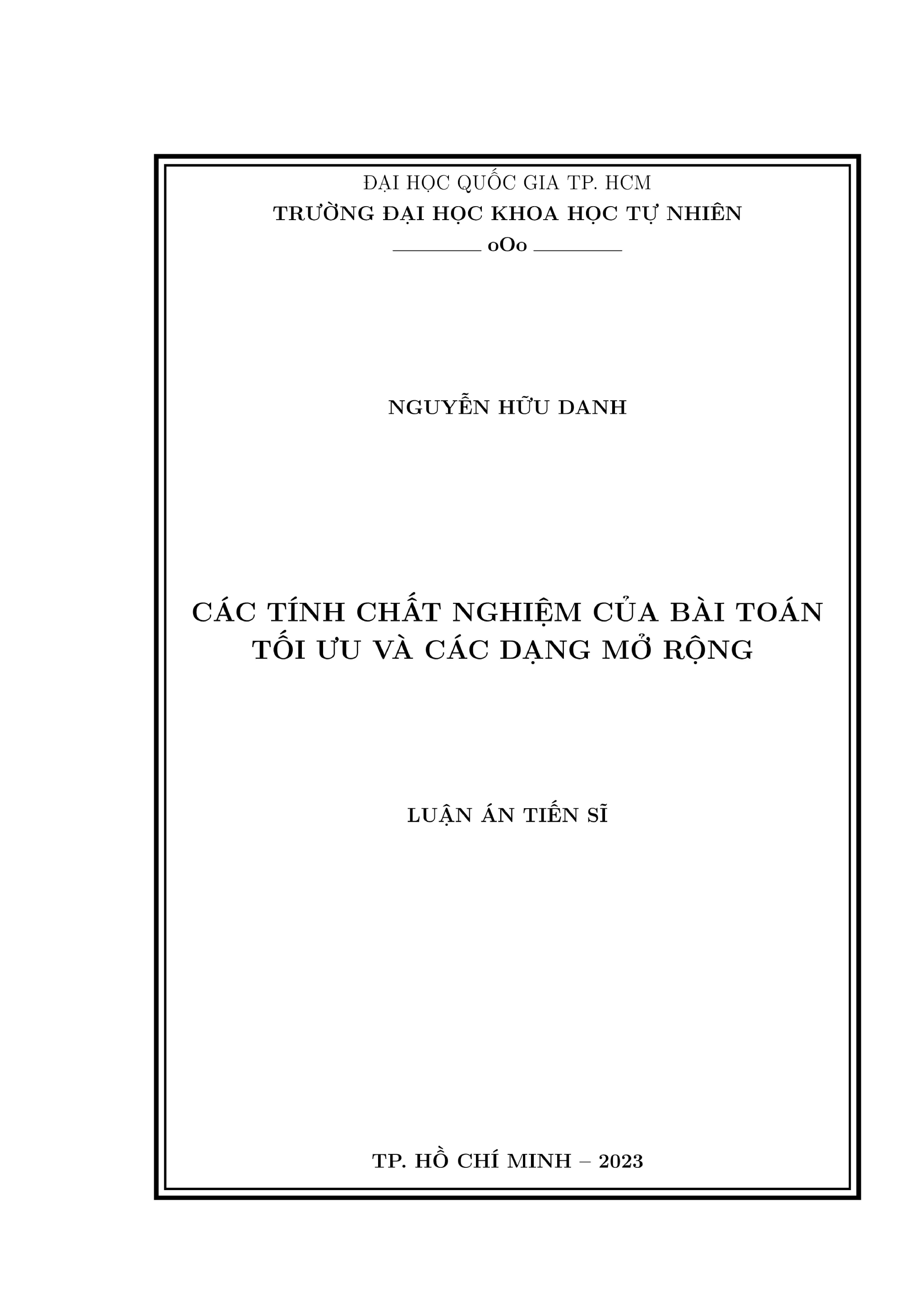 Nghiên cứu tính chất nghiệm bài toán tối ưu Toán ứng dụng