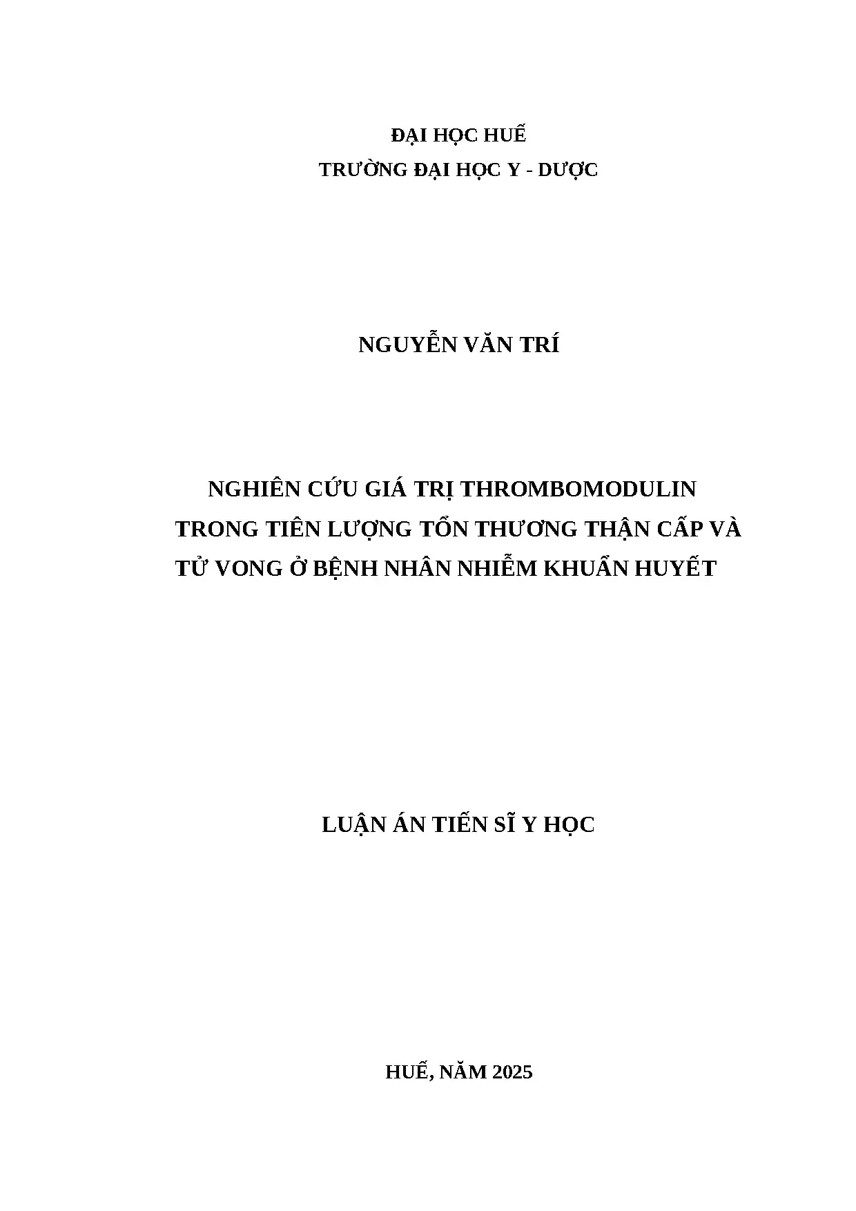 Giá trị Thrombomodulin tiên lượng AKI & tử vong BN nhiễm khuẩn huyết