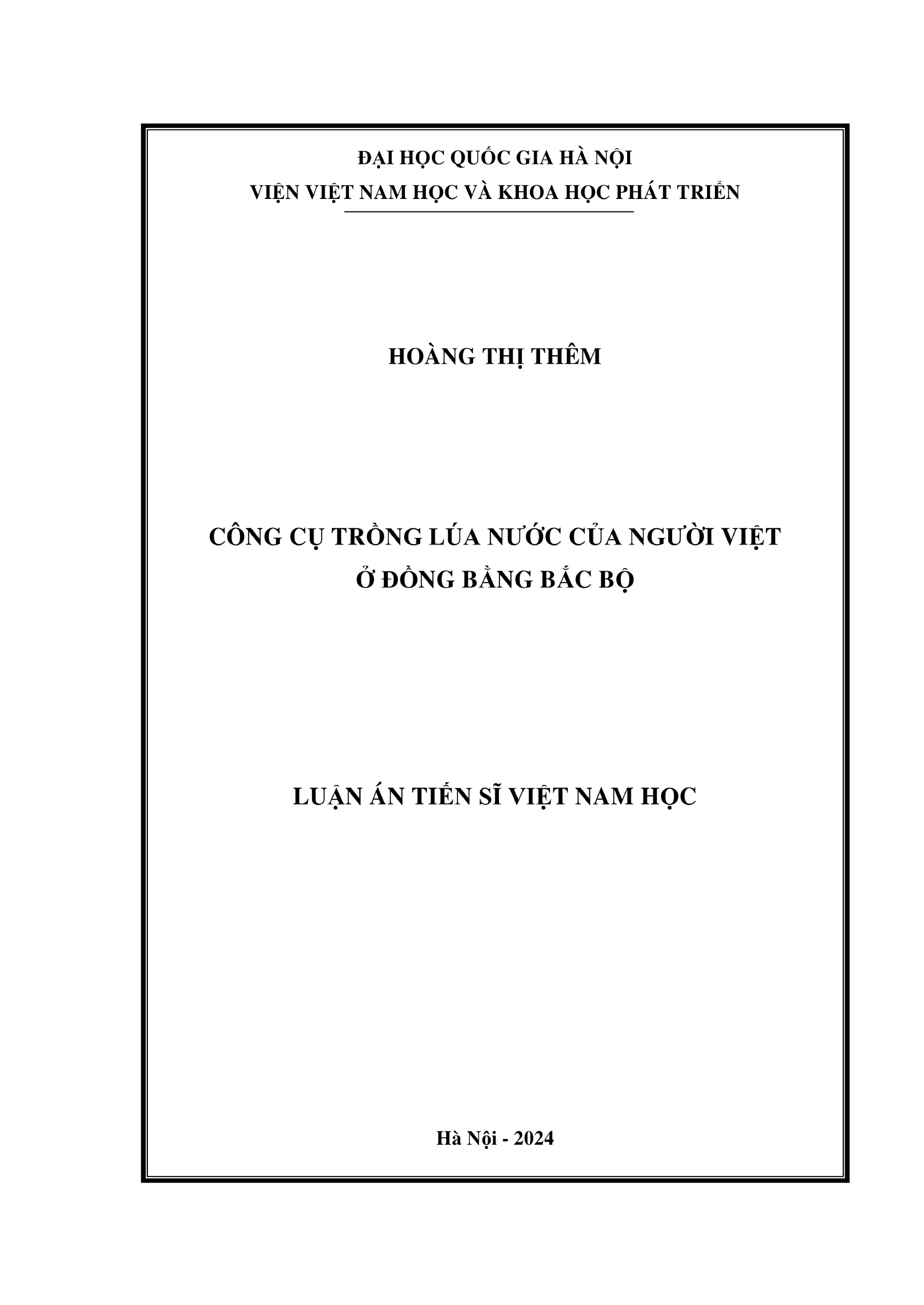 Nghiên cứu công cụ trồng lúa nước người Việt Đồng bằng Bắc Bộ