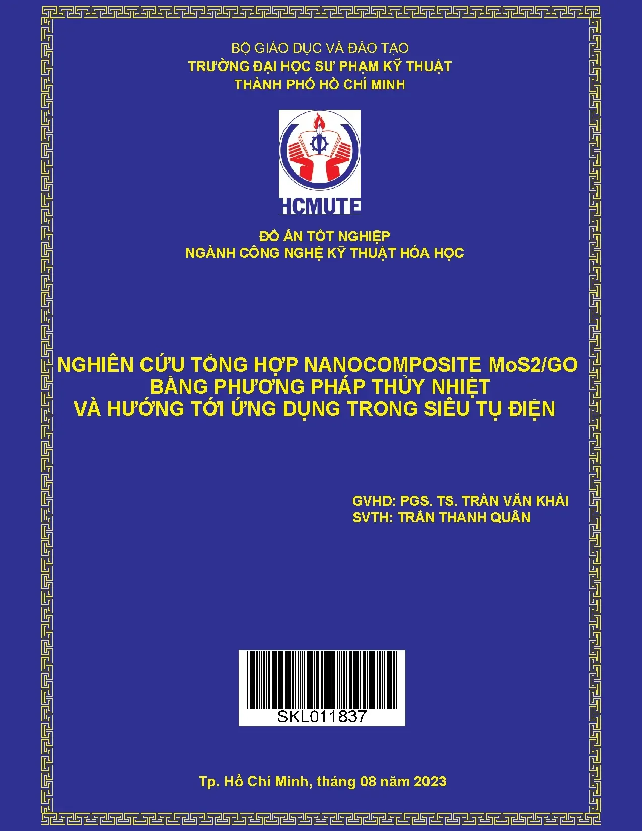 Nghiên cứu tổng hợp MoS2/GO thủy nhiệt ứng dụng siêu tụ điện