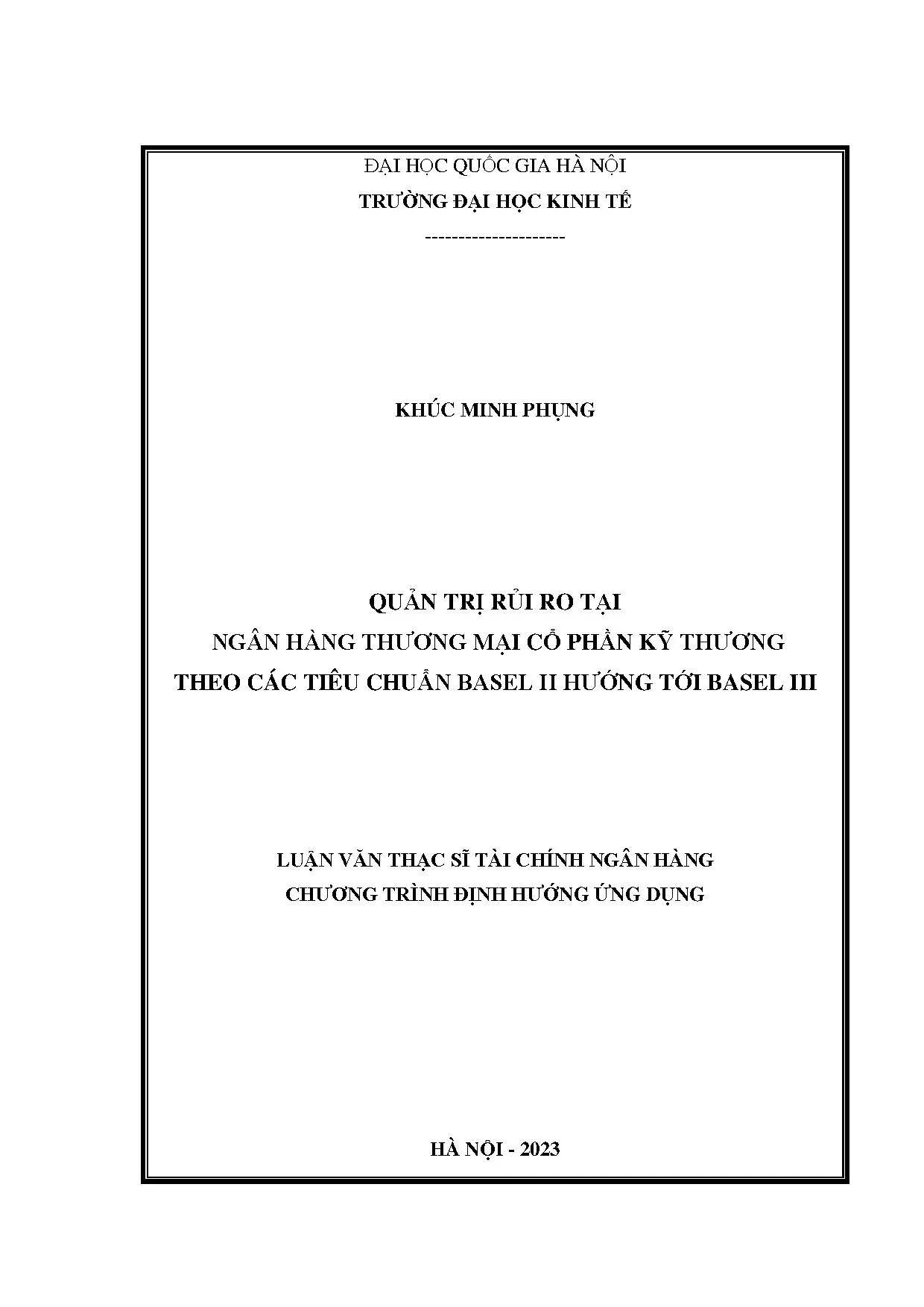 Quản trị rủi ro tín dụng Techcombank theo Basel II, Basel III