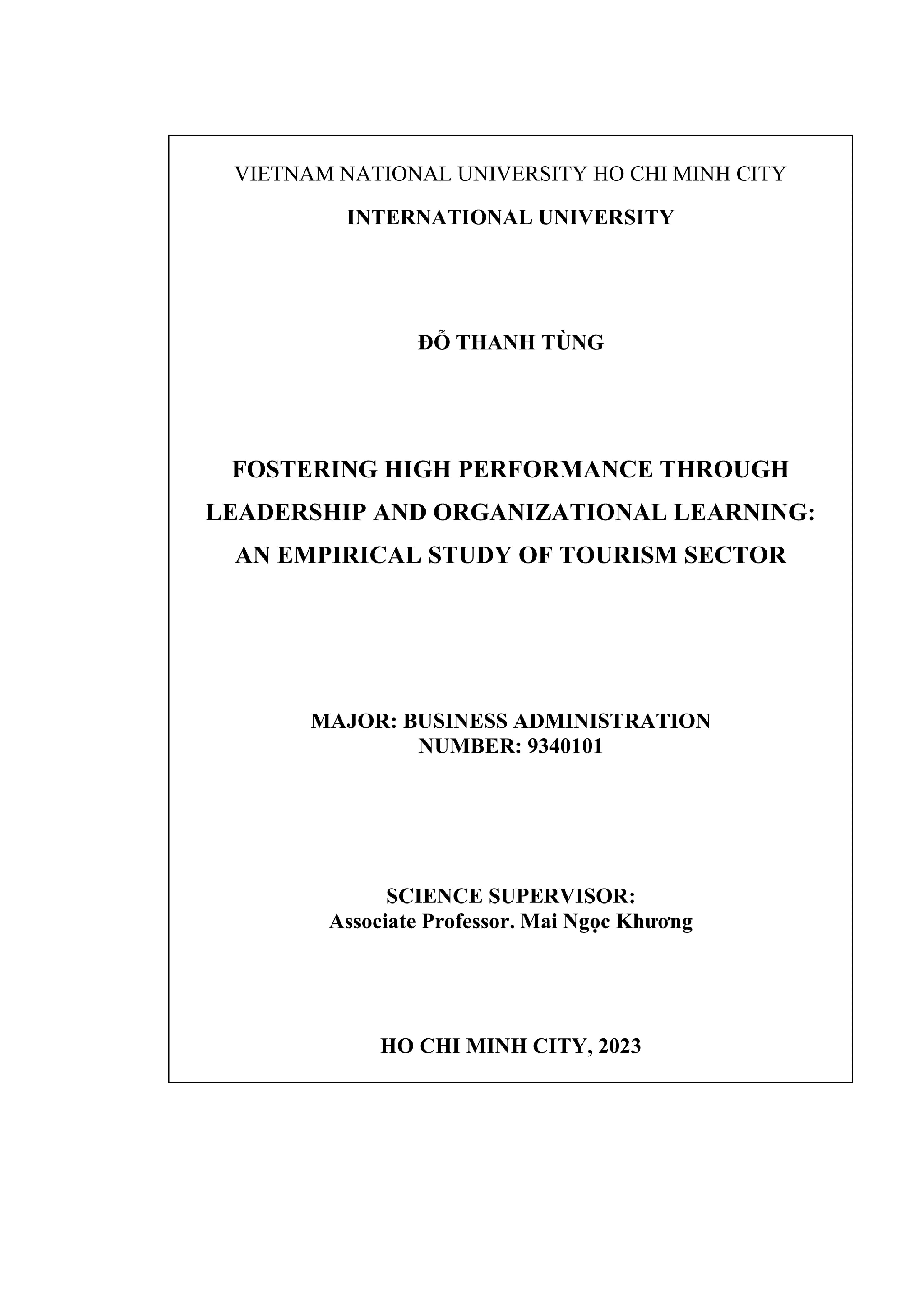 Nâng cao hiệu suất ngành du lịch bằng lãnh đạo & học tập tổ chức